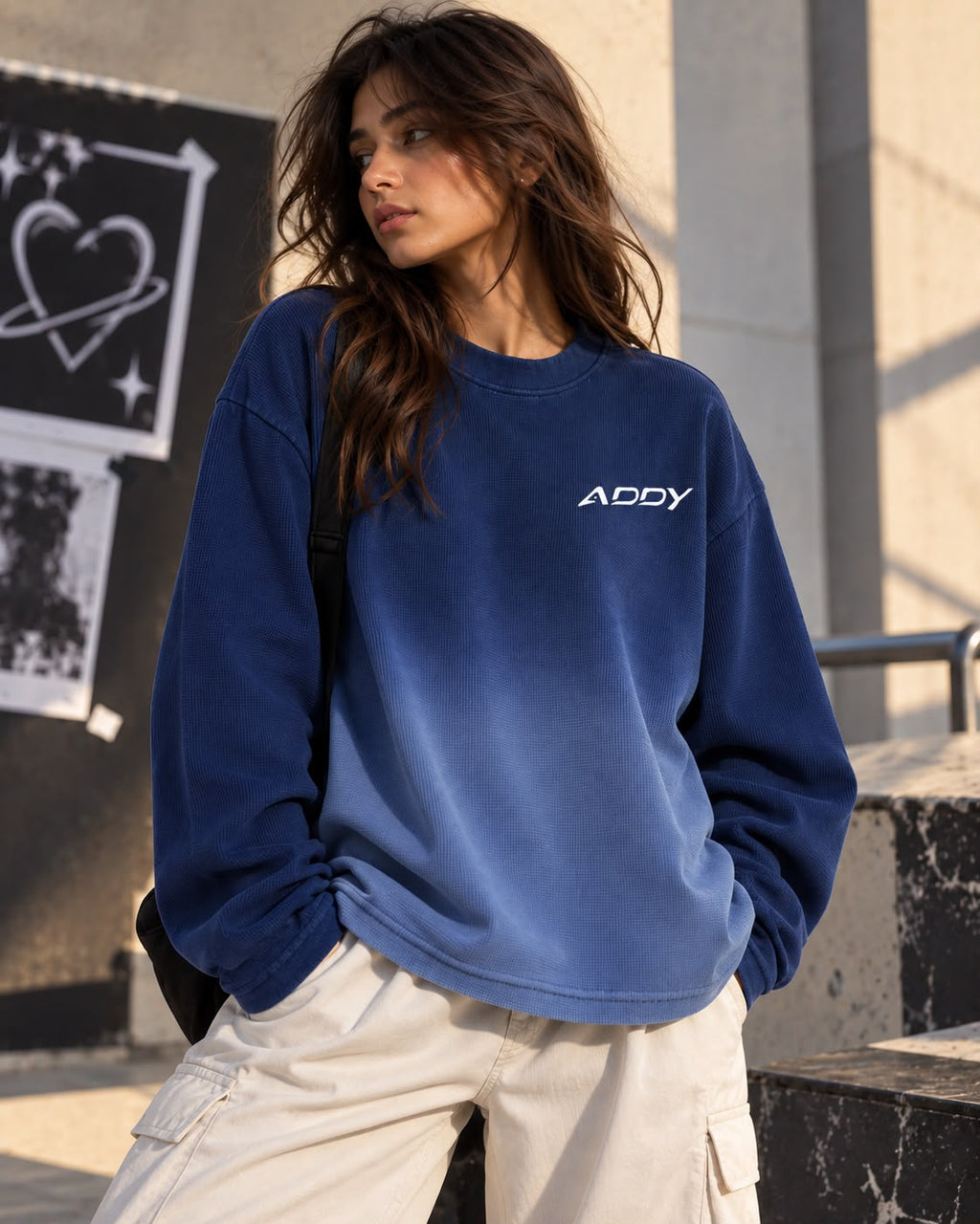 BLUE OMBRE WAFFLE KNIT