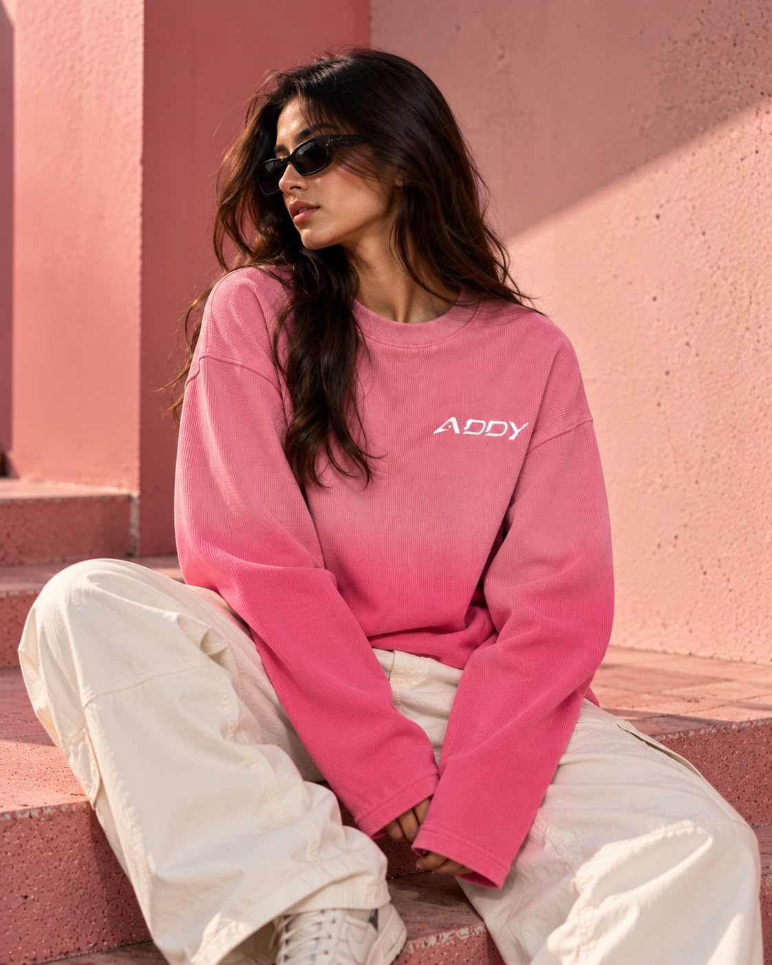 PINK OMBRE  WAFFLE KNIT