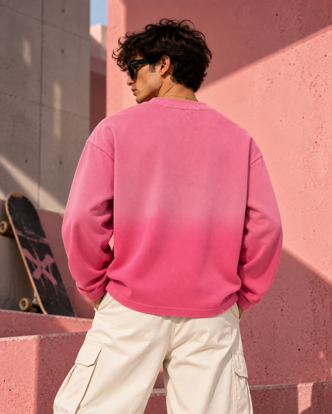 PINK OMBRE  WAFFLE KNIT