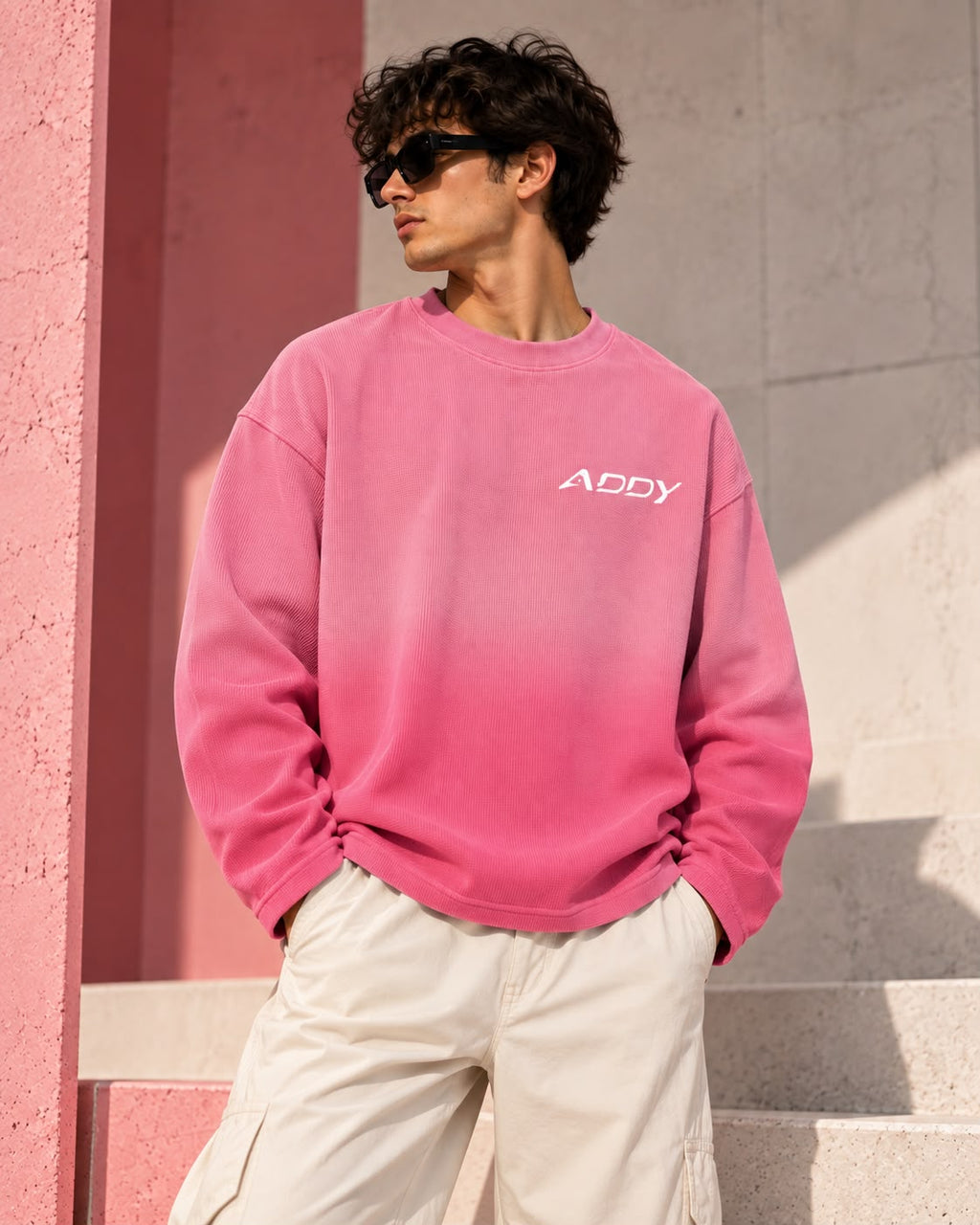 PINK OMBRE  WAFFLE KNIT