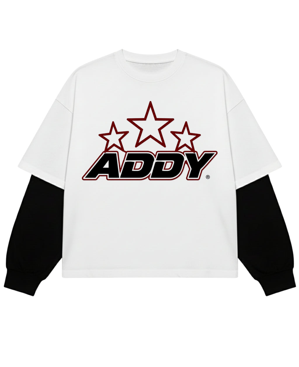 White With Black Sleeve Oversized Tee Front Design