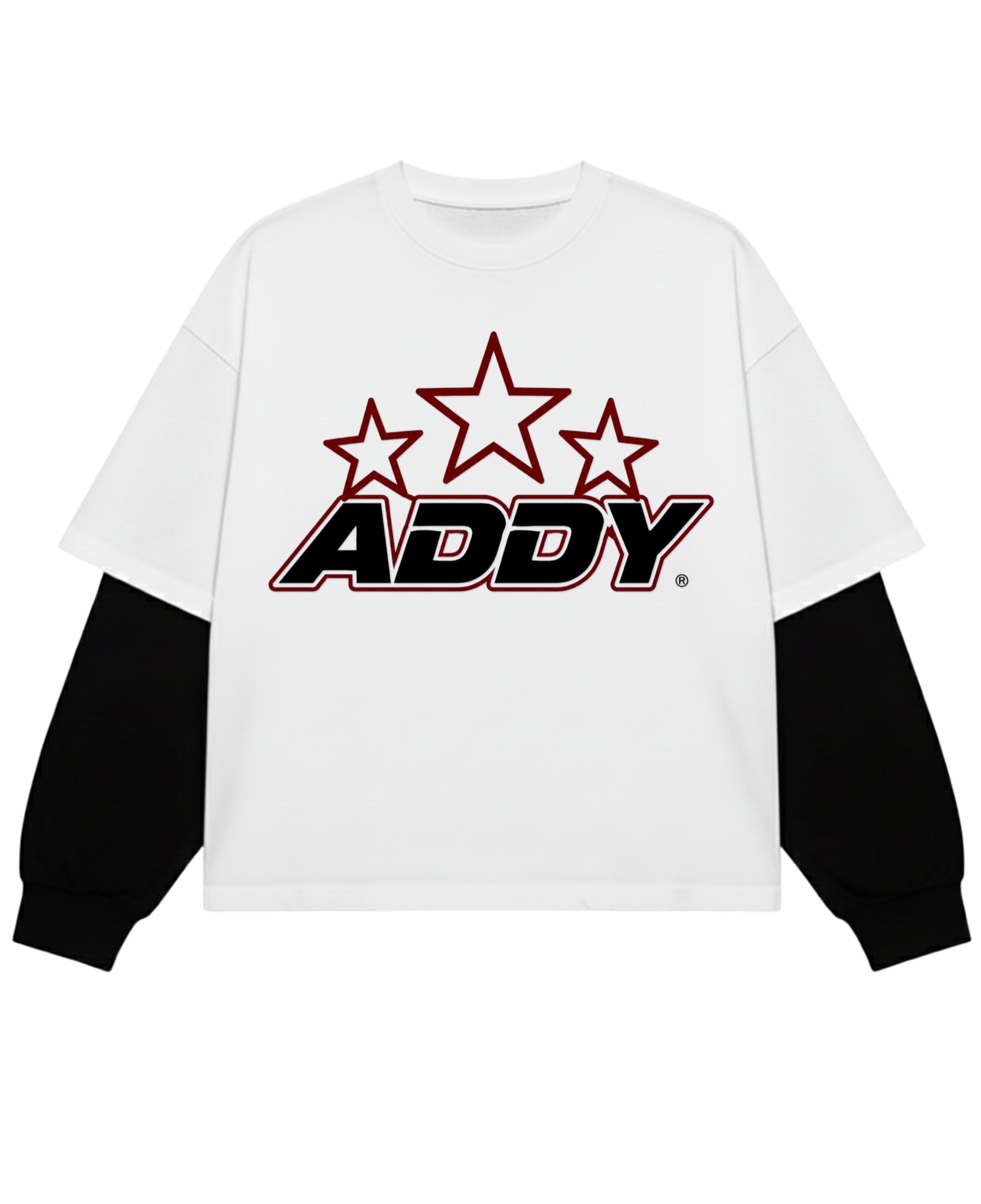 White With Black Sleeve Oversized Tee Front Design