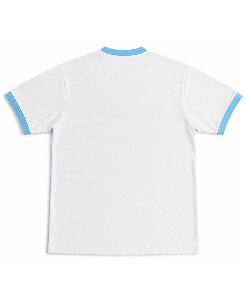 White & Sky Blue Ringer tee Back Design
