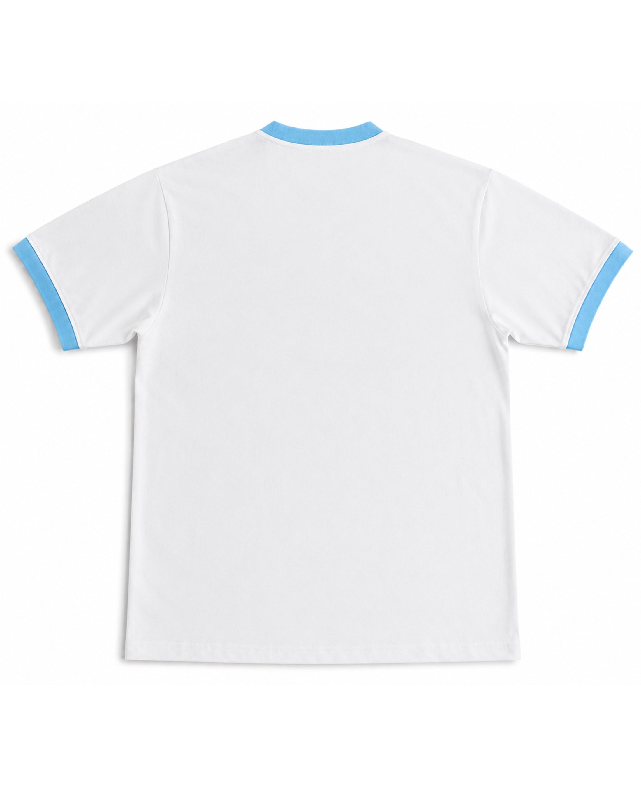 White & Sky Blue Ringer tee Back Design