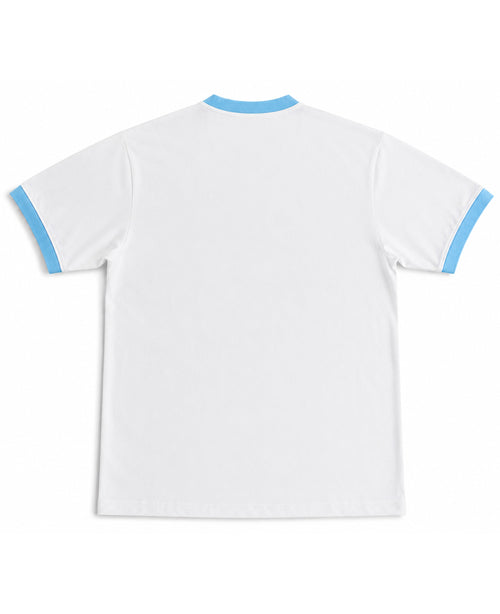 White & Sky Blue Ringer tee Back Design