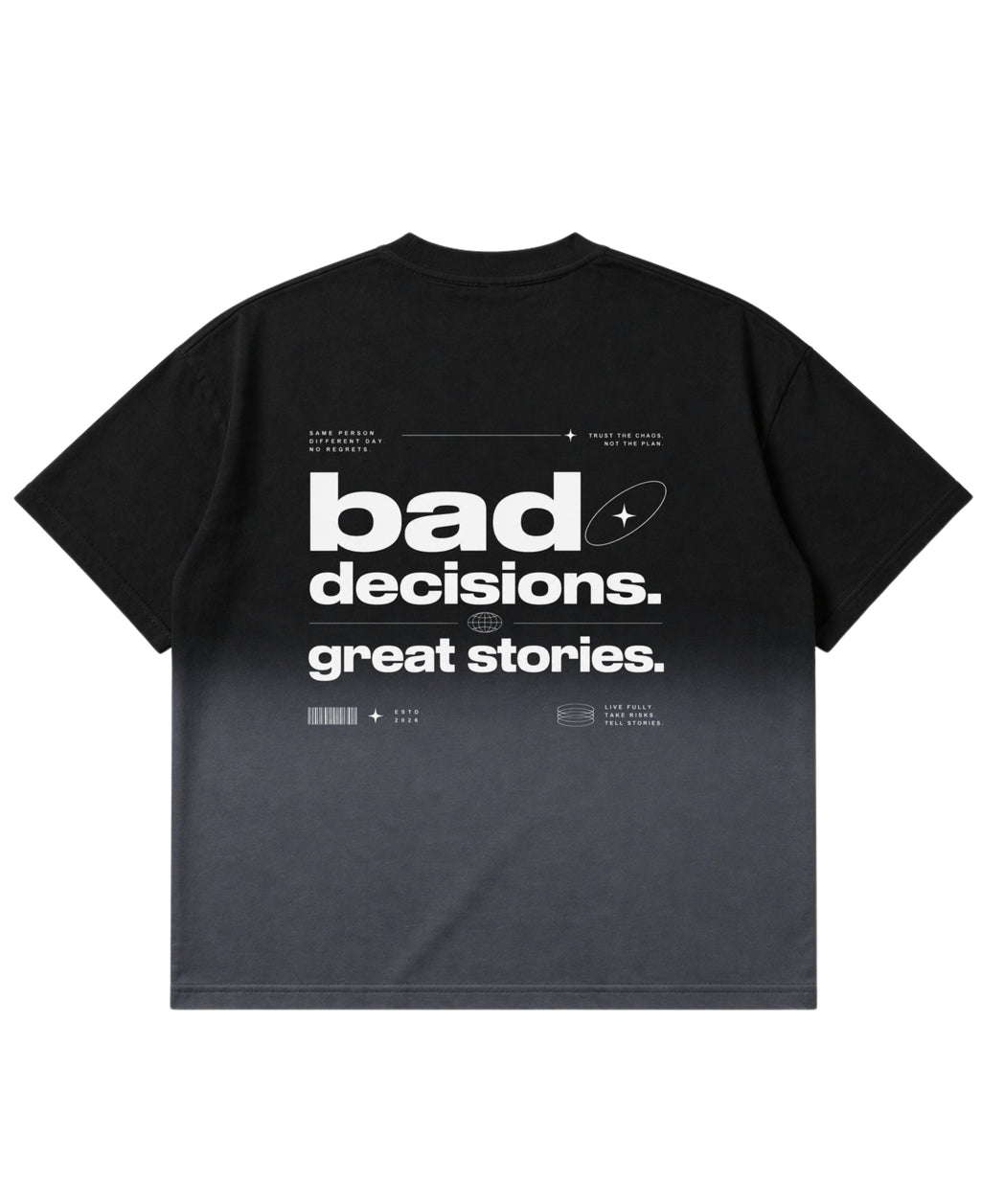 Black Ombré Wash Boxy Fit T-shirt Back Design