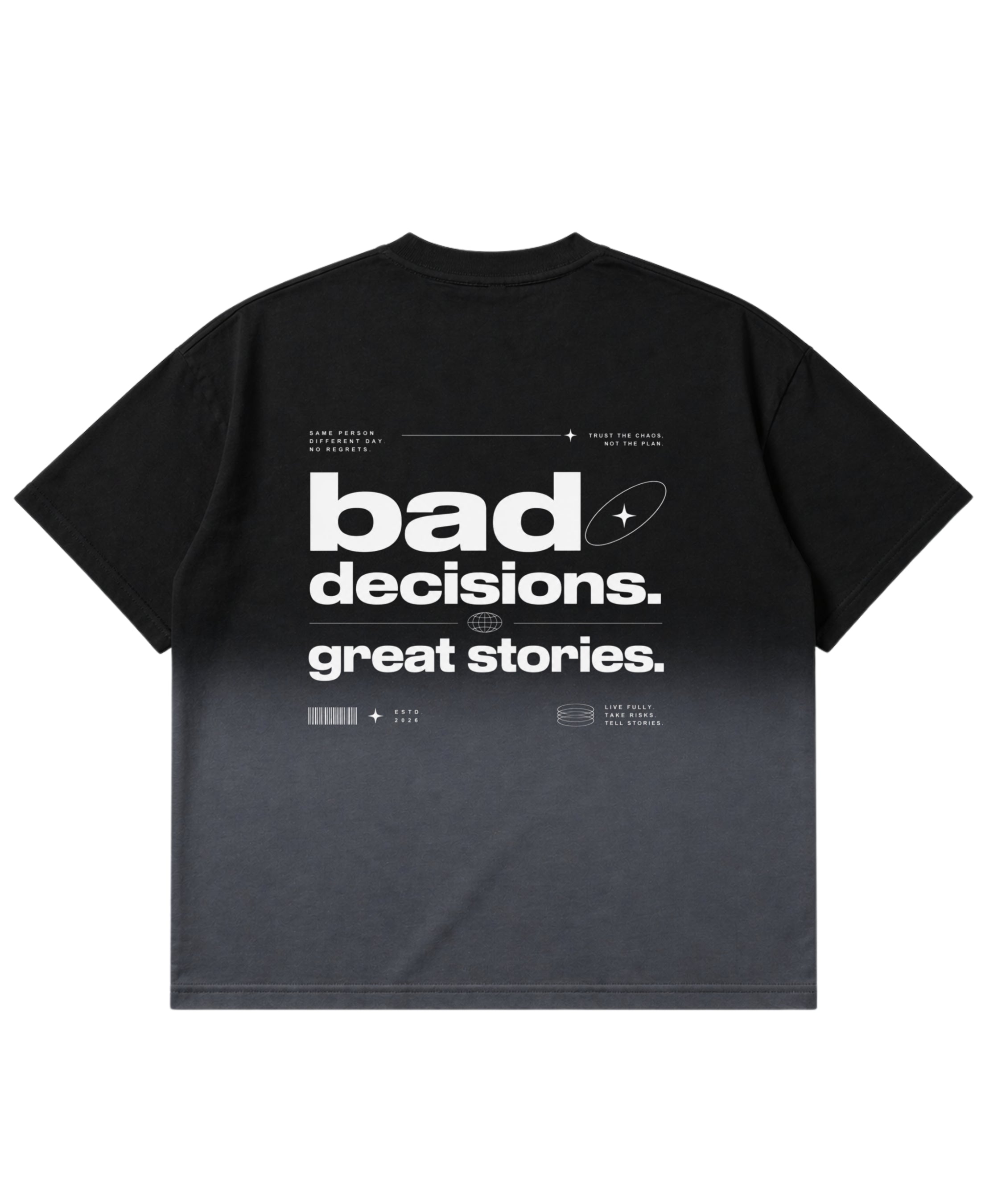 Black Ombré Wash Boxy Fit T-shirt Back Design