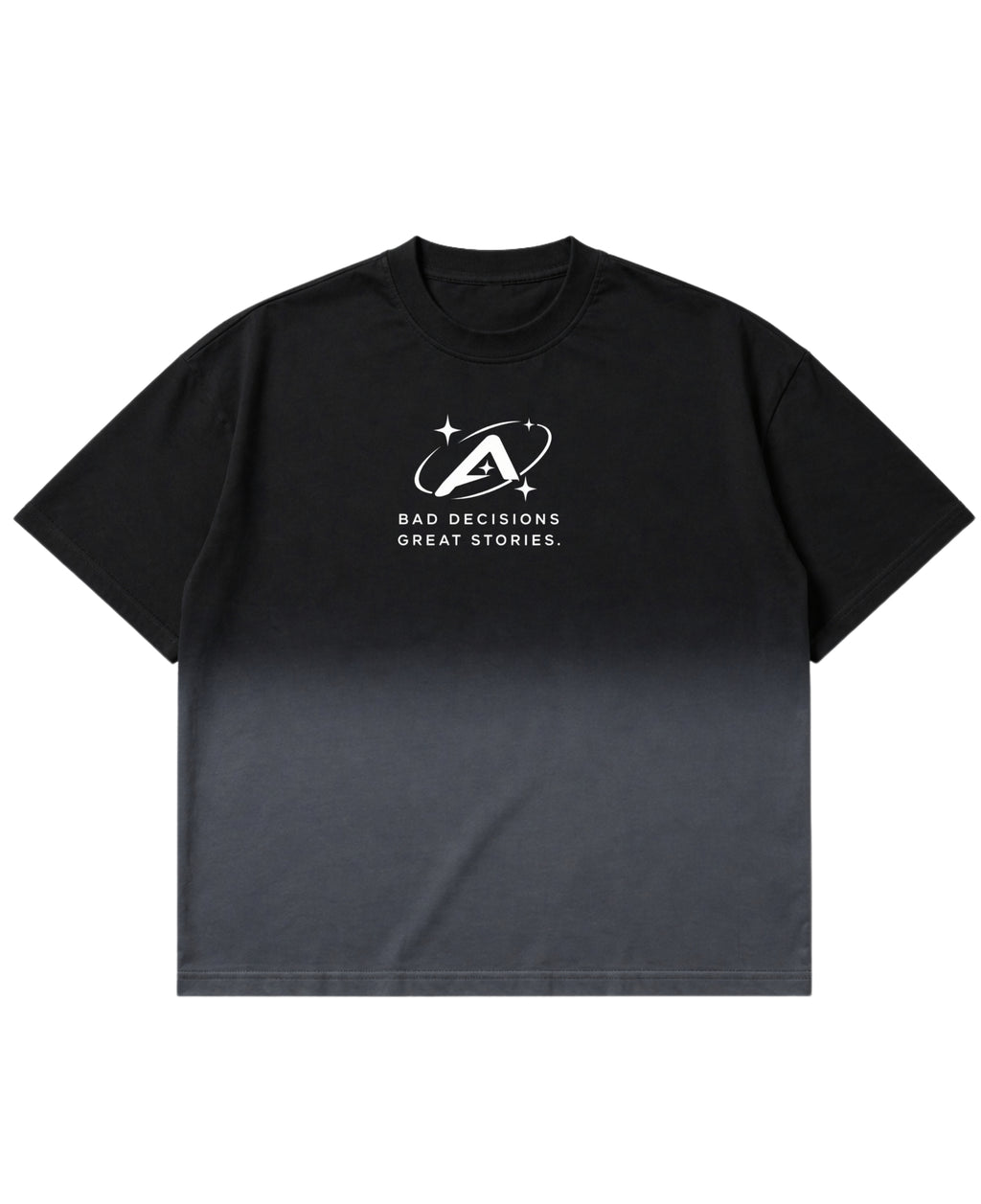 Black Ombré Wash Boxy Fit T-shirt Front Design