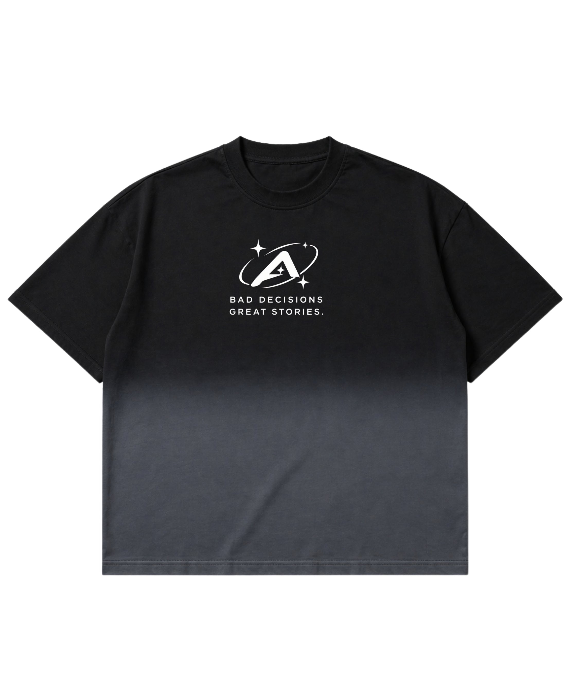 Black Ombré Wash Boxy Fit T-shirt Front Design