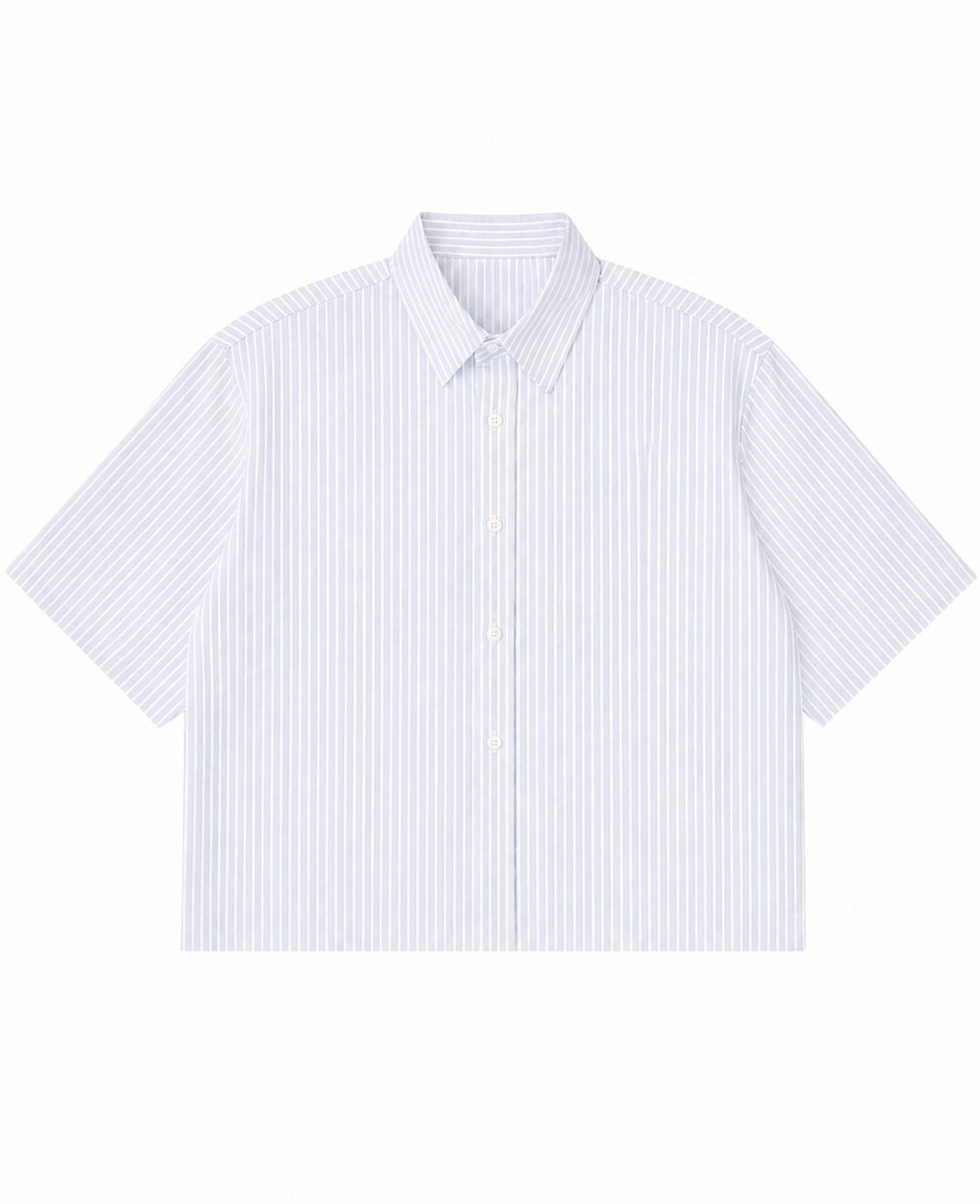 Blue Striped Oxford Boxy Shirt Front Design