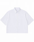 Blue Striped Oxford Boxy Shirt Front Design