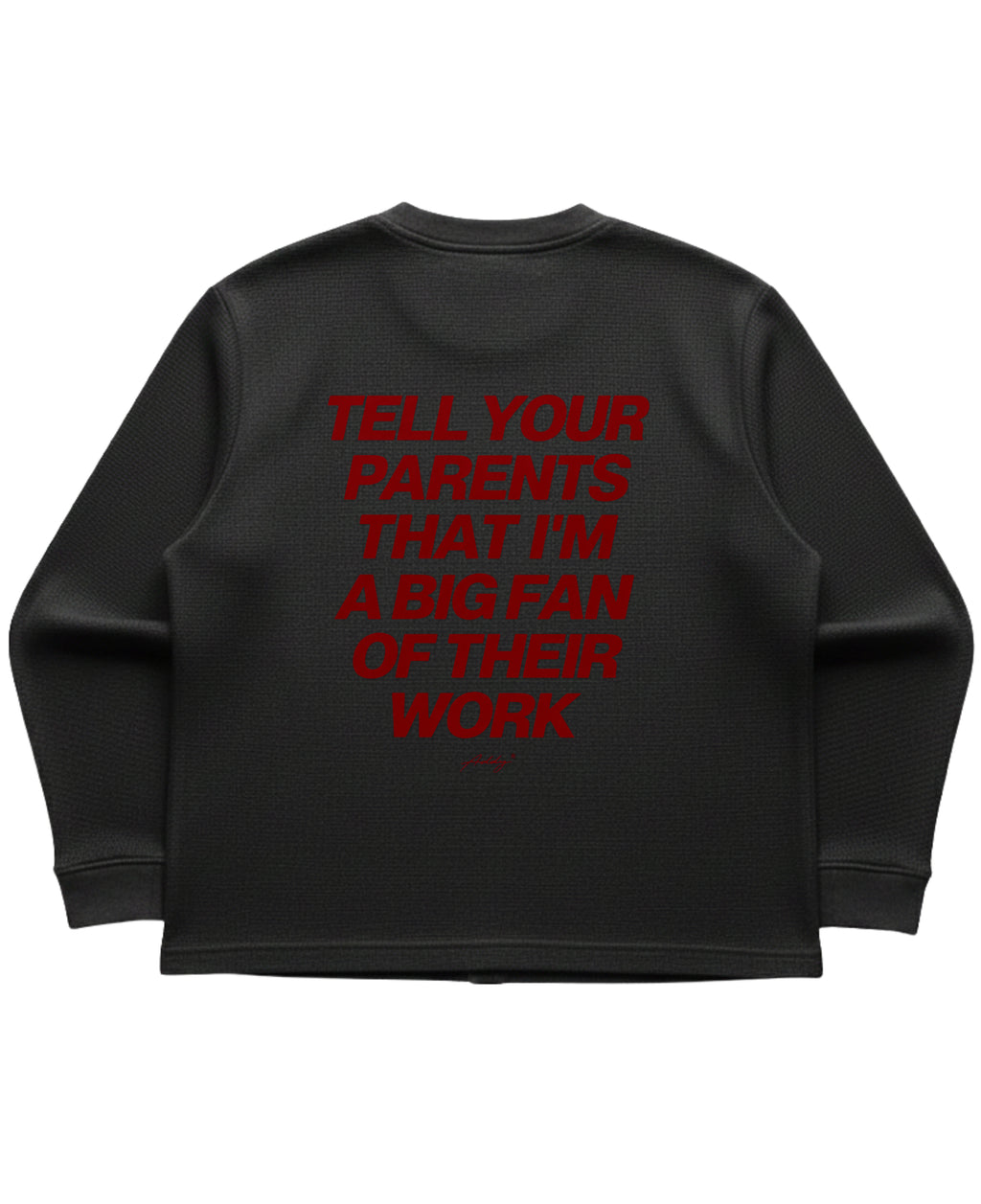 Black waffle knit oversized full-sleeve Back Design