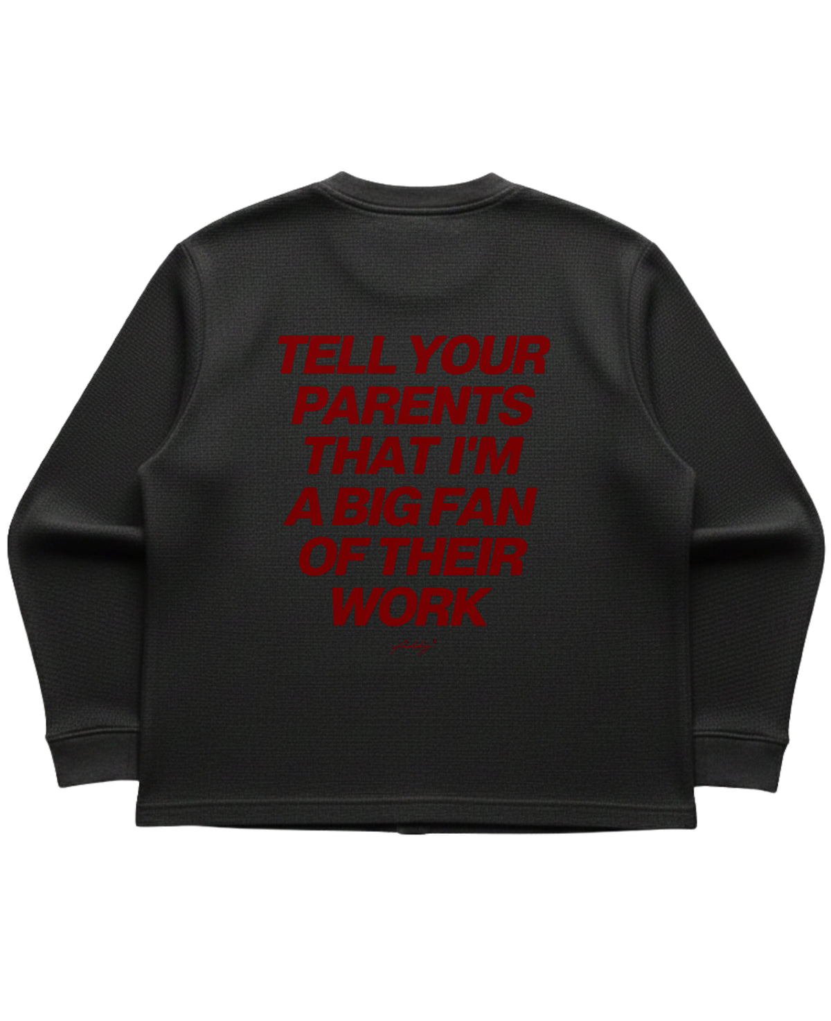Black waffle knit oversized full-sleeve Back Design
