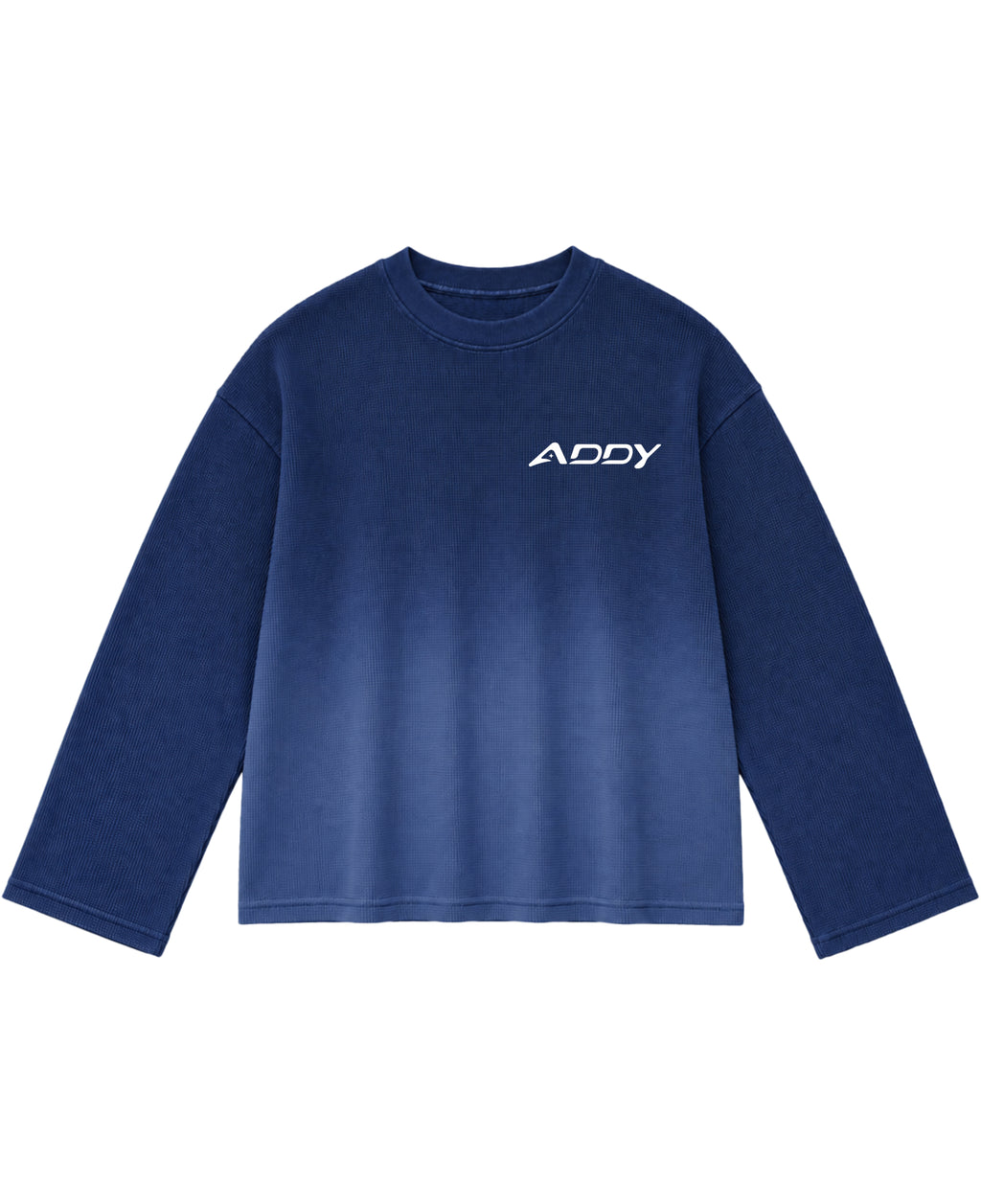 Blue Ombré Waffle Knit Oversized Full-Sleeve Front Design