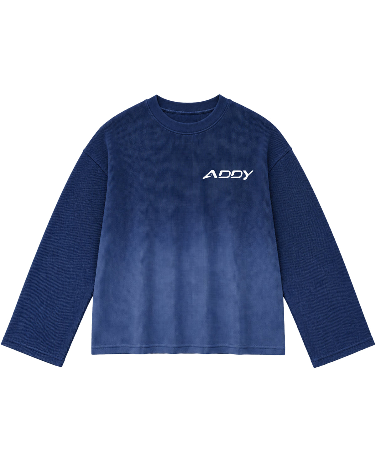 Blue Ombré Waffle Knit Oversized Full-Sleeve Front Design