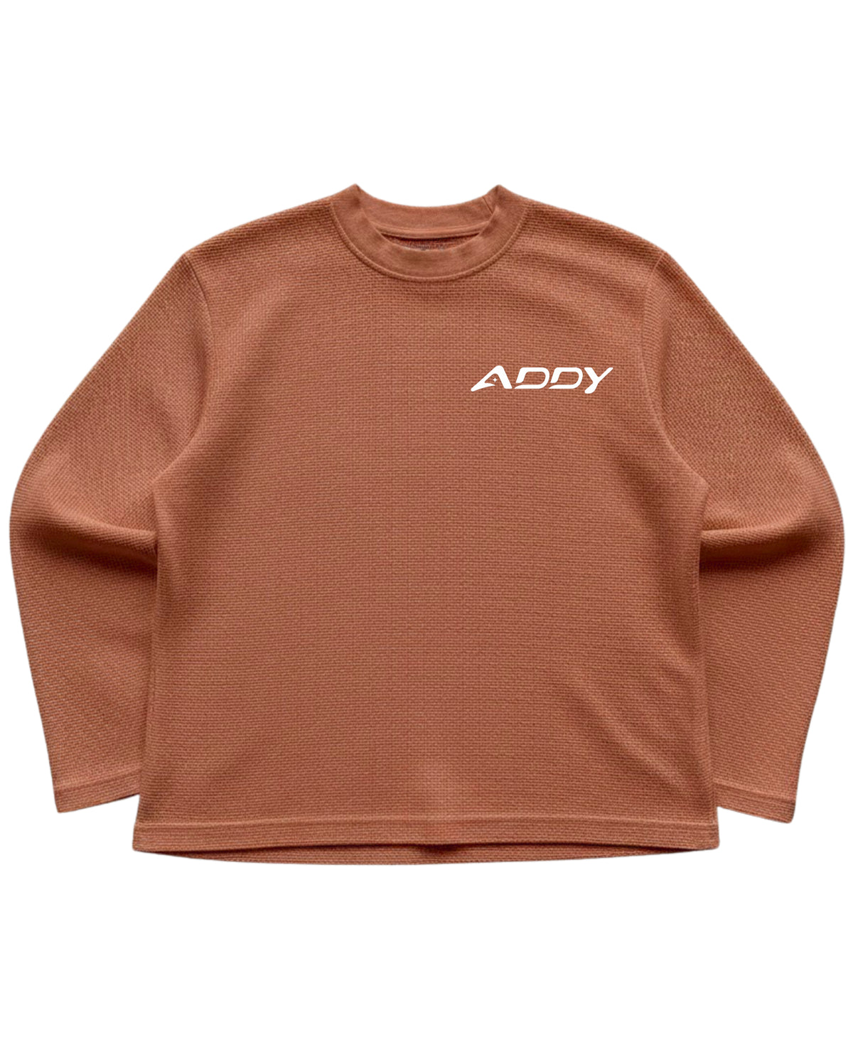 Brown waffle knit oversized full-sleeve Front Design
