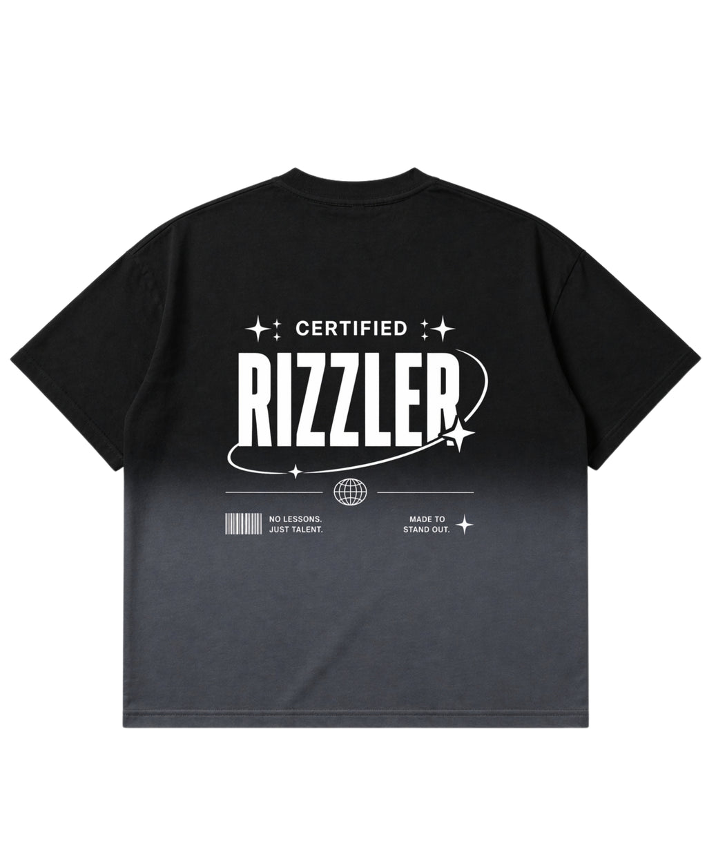 Black Ombré Wash Boxy Fit T-shirt Back Design