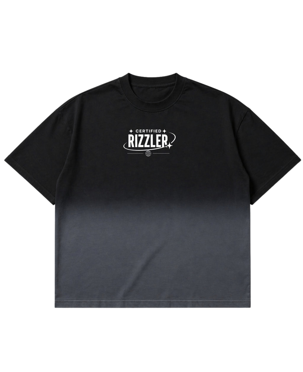 Black Ombré Wash Boxy Fit T-shirt Front Design