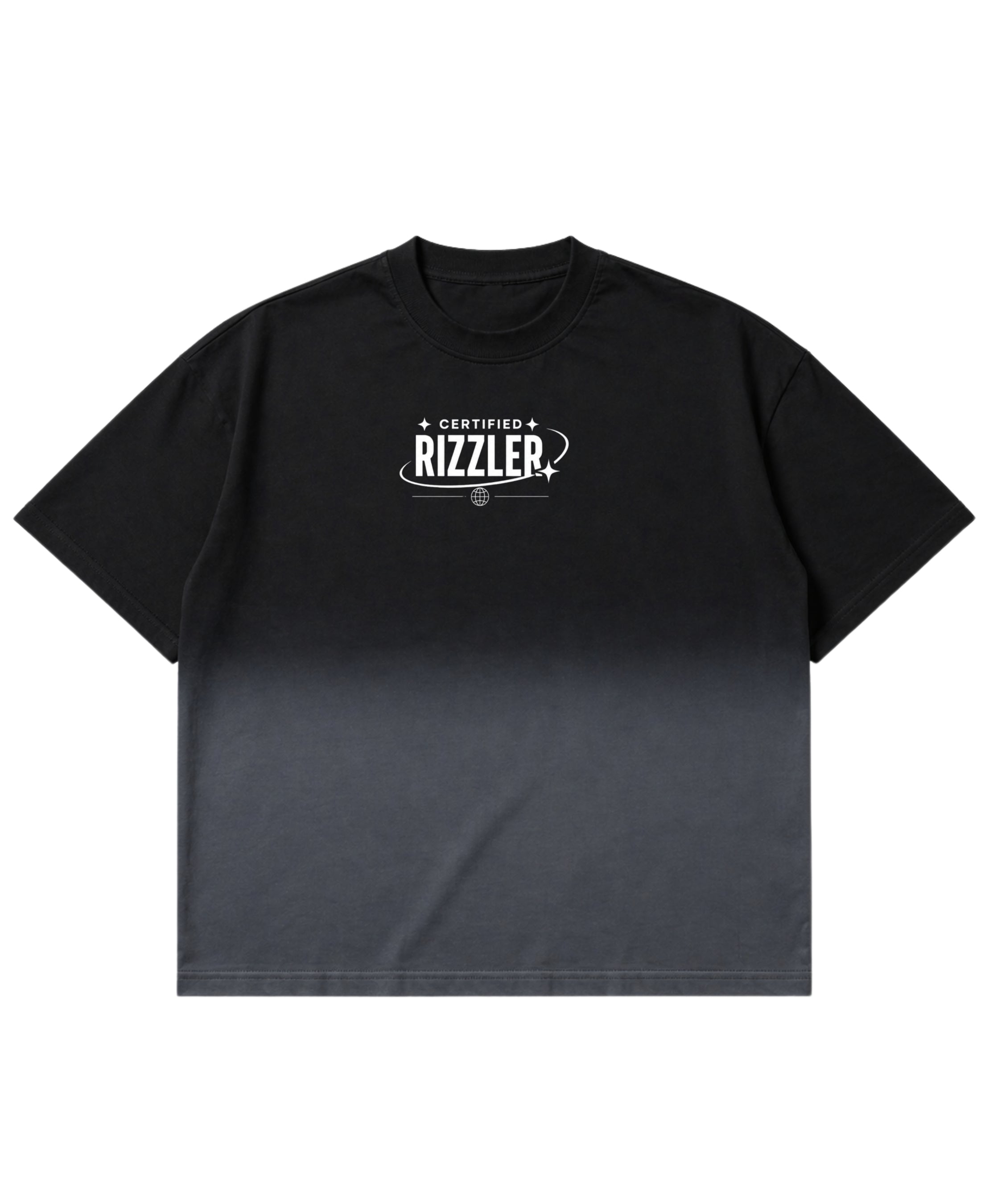 Black Ombré Wash Boxy Fit T-shirt Front Design