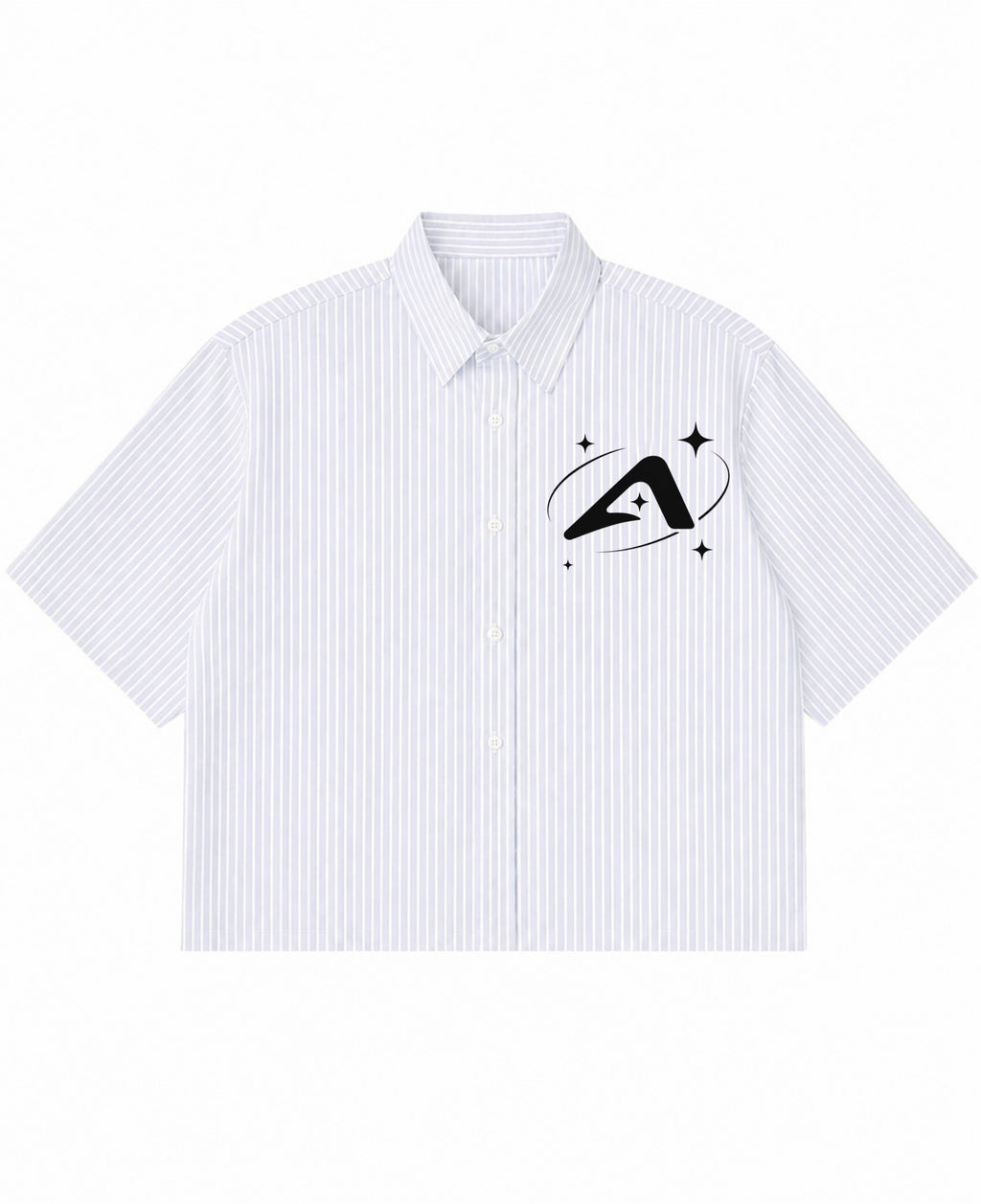 Blue Striped Oxford Boxy Shirt Front Design