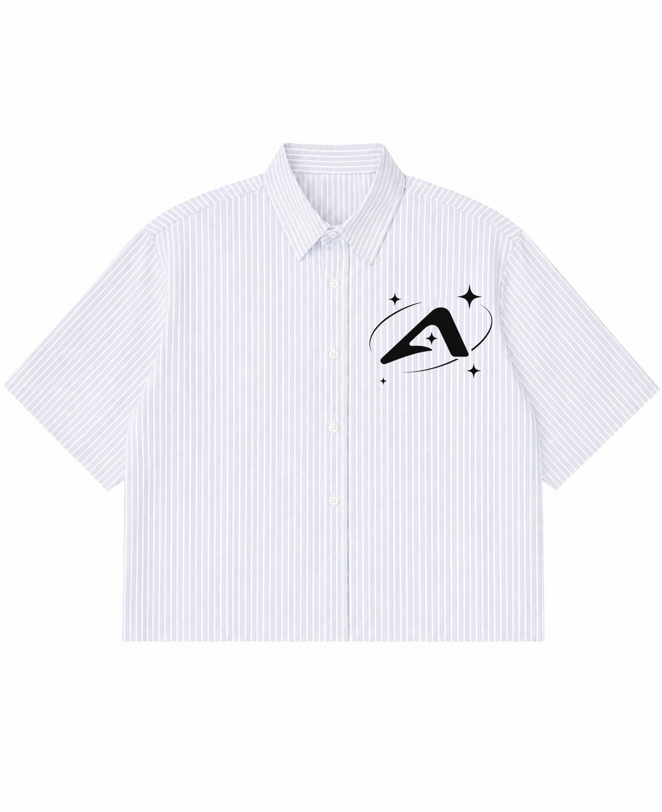 Blue Striped Oxford Boxy Shirt Front Design