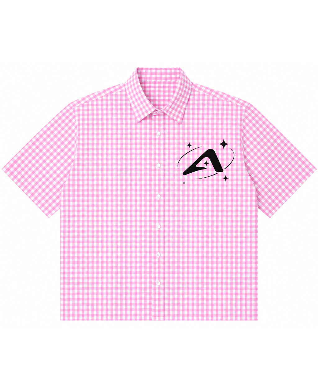 Pink Gingham Oxford Boxy Shirt Front Design