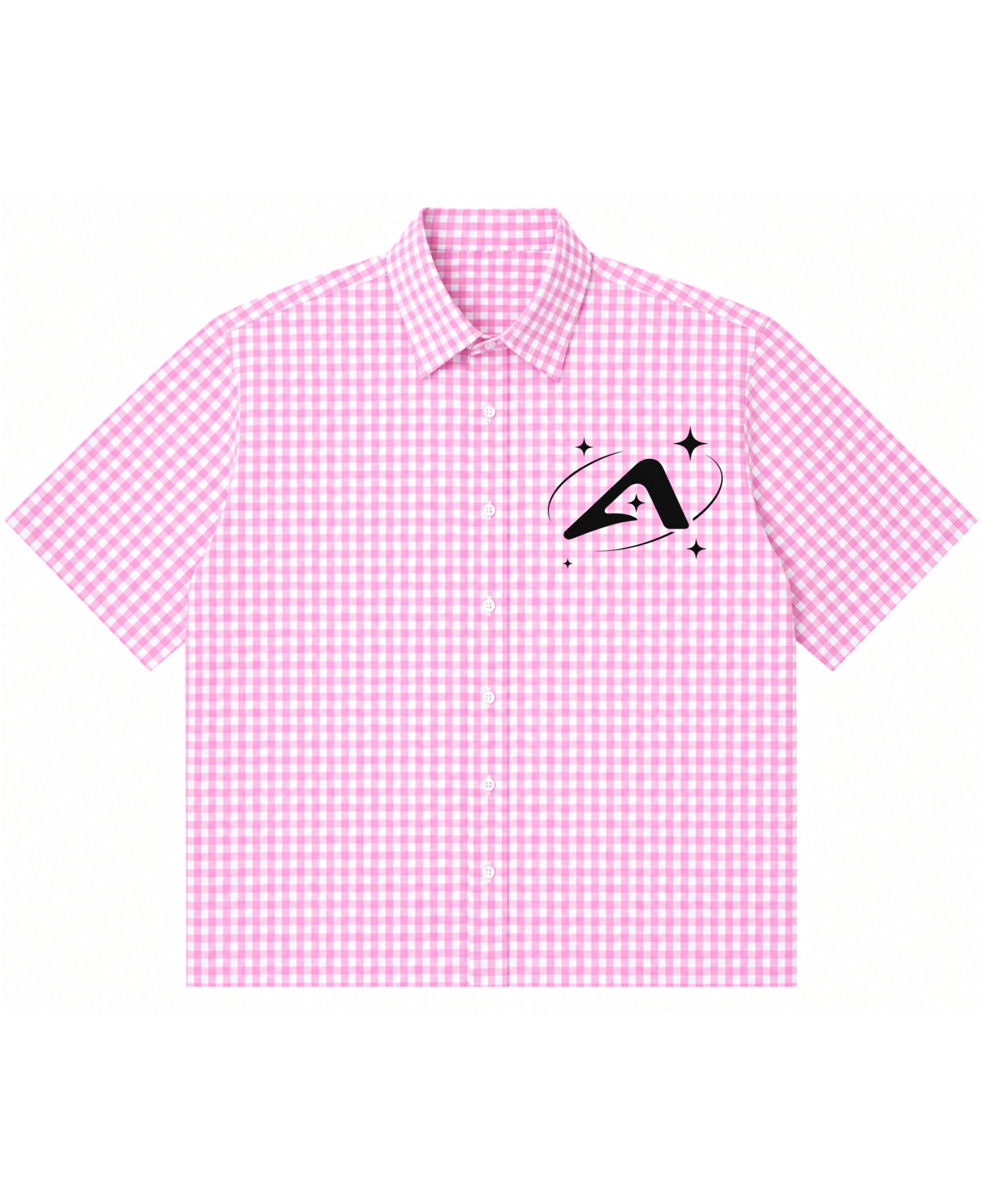 Pink Gingham Oxford Boxy Shirt Front Design