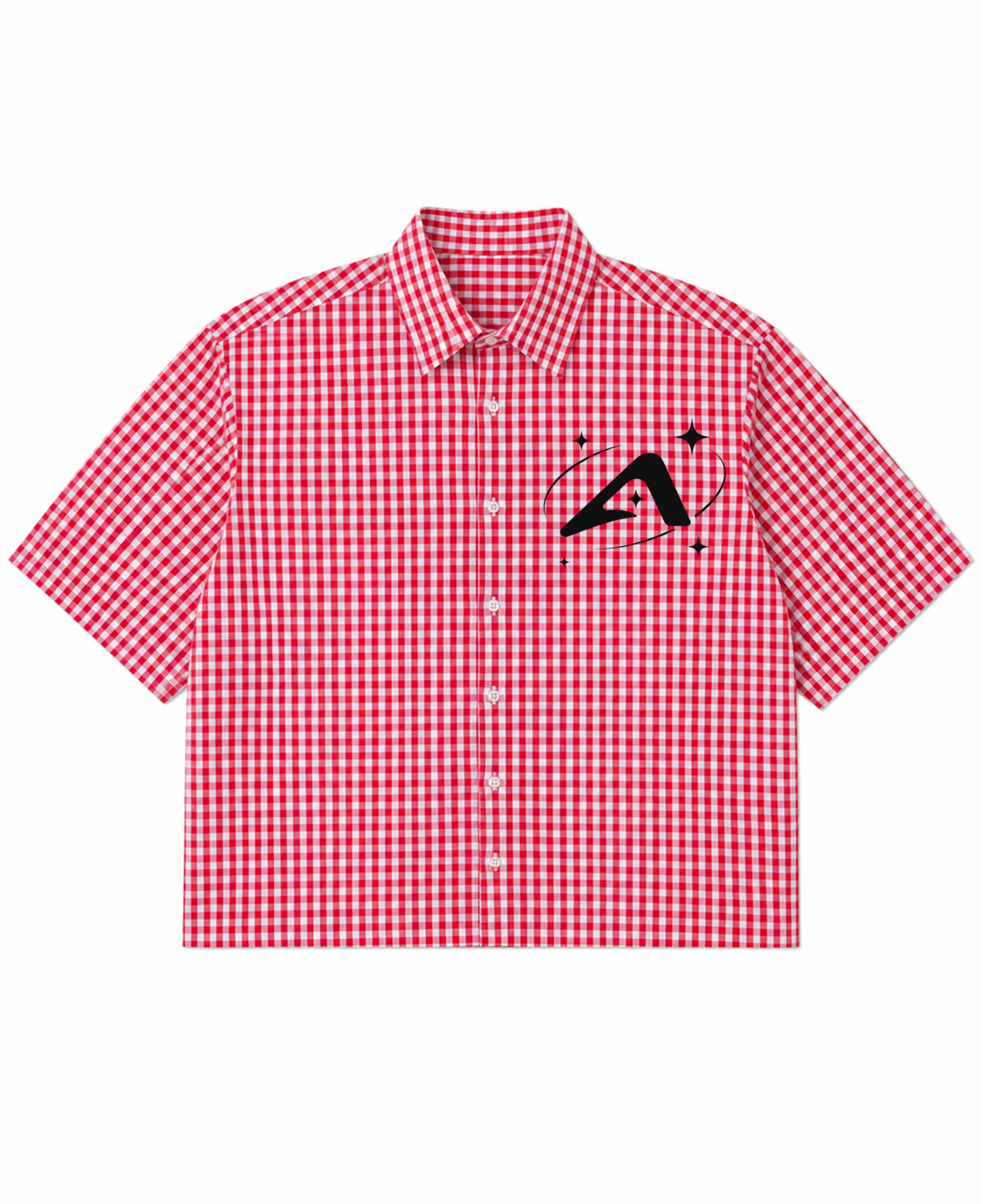 Red Picnic Oxford Boxy Shirt Front Design