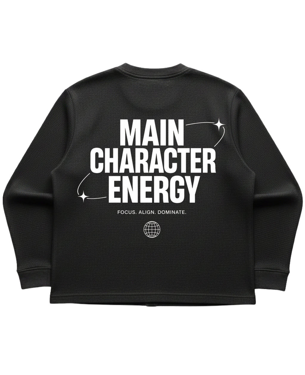 Black waffle knit oversized full-sleeve Back Design