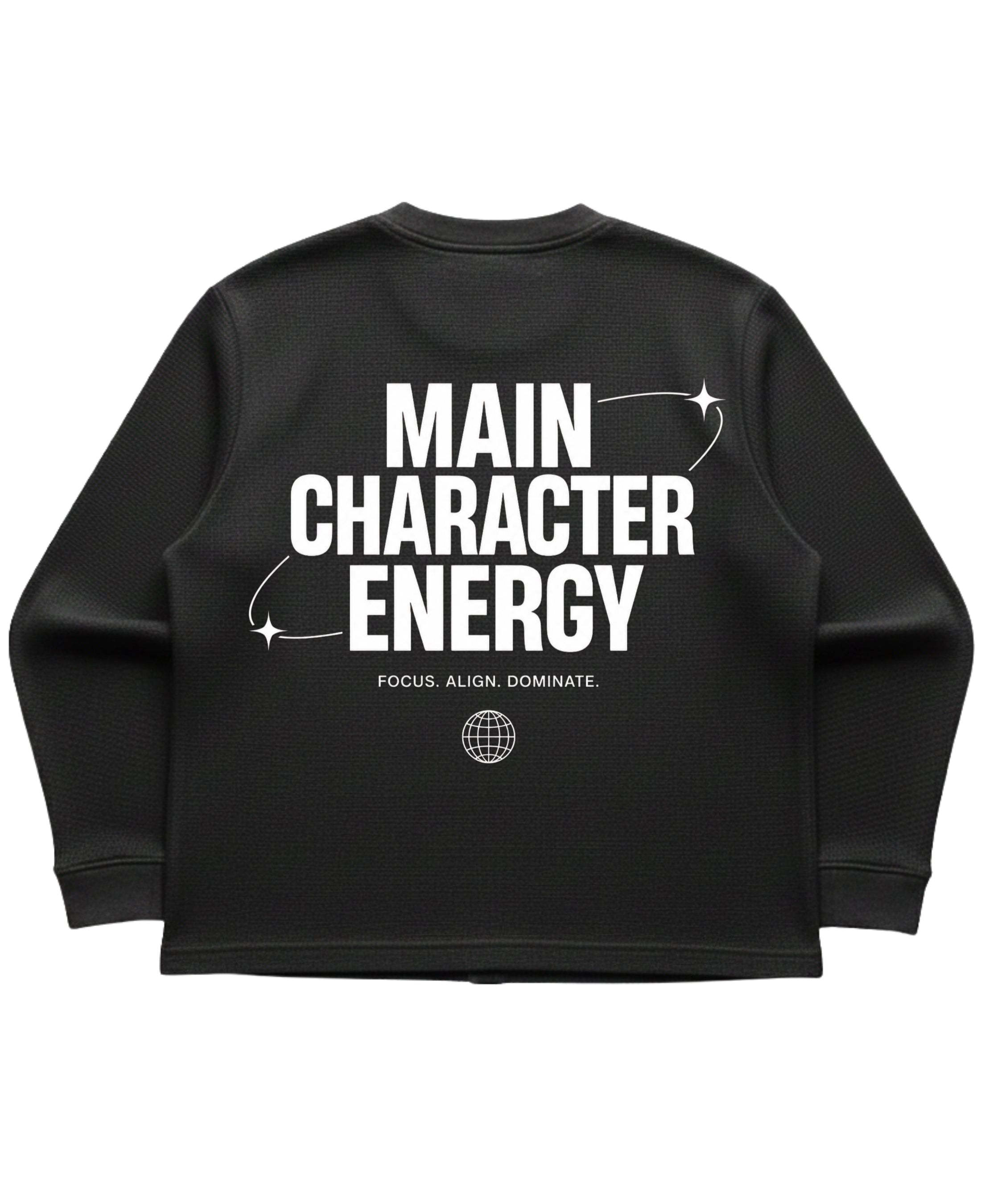 Black waffle knit oversized full-sleeve Back Design