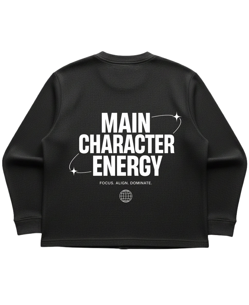 Black waffle knit oversized full-sleeve Back Design