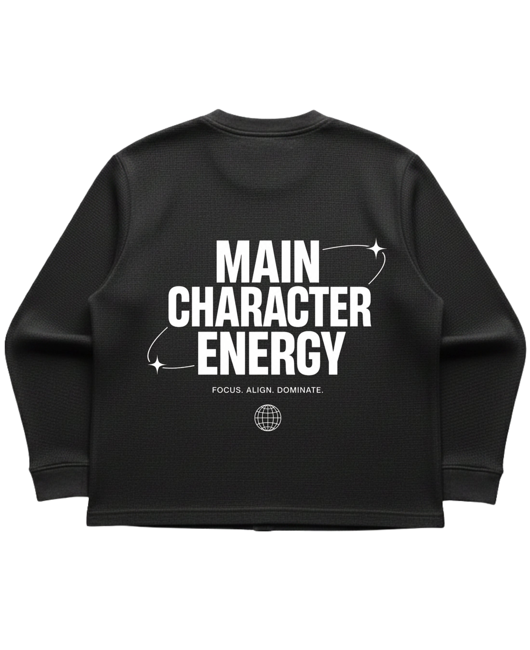 Black waffle knit oversized full-sleeve Back Design