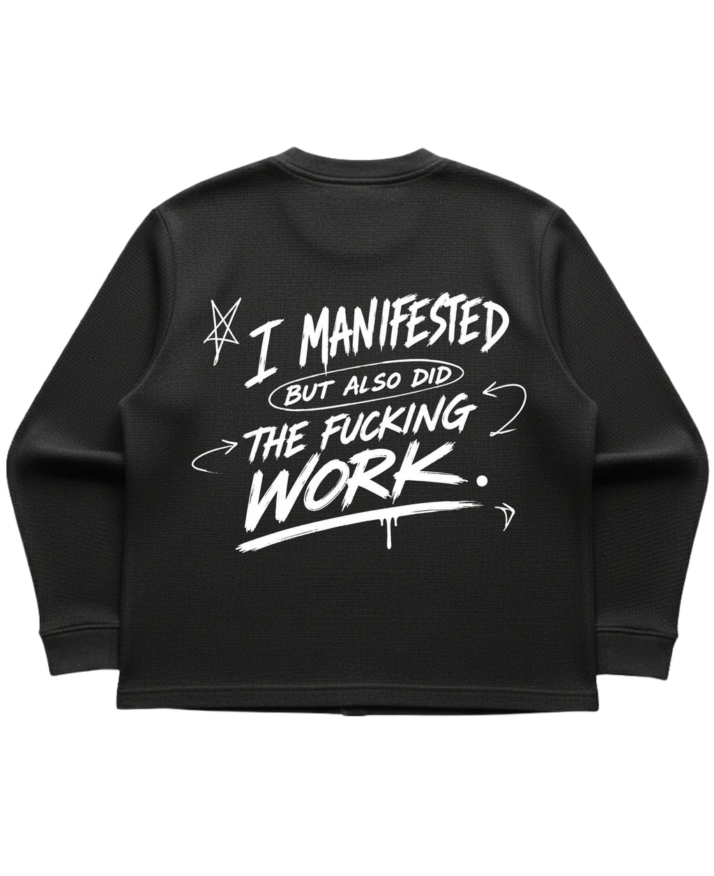 Black waffle knit oversized full-sleeve Back Design