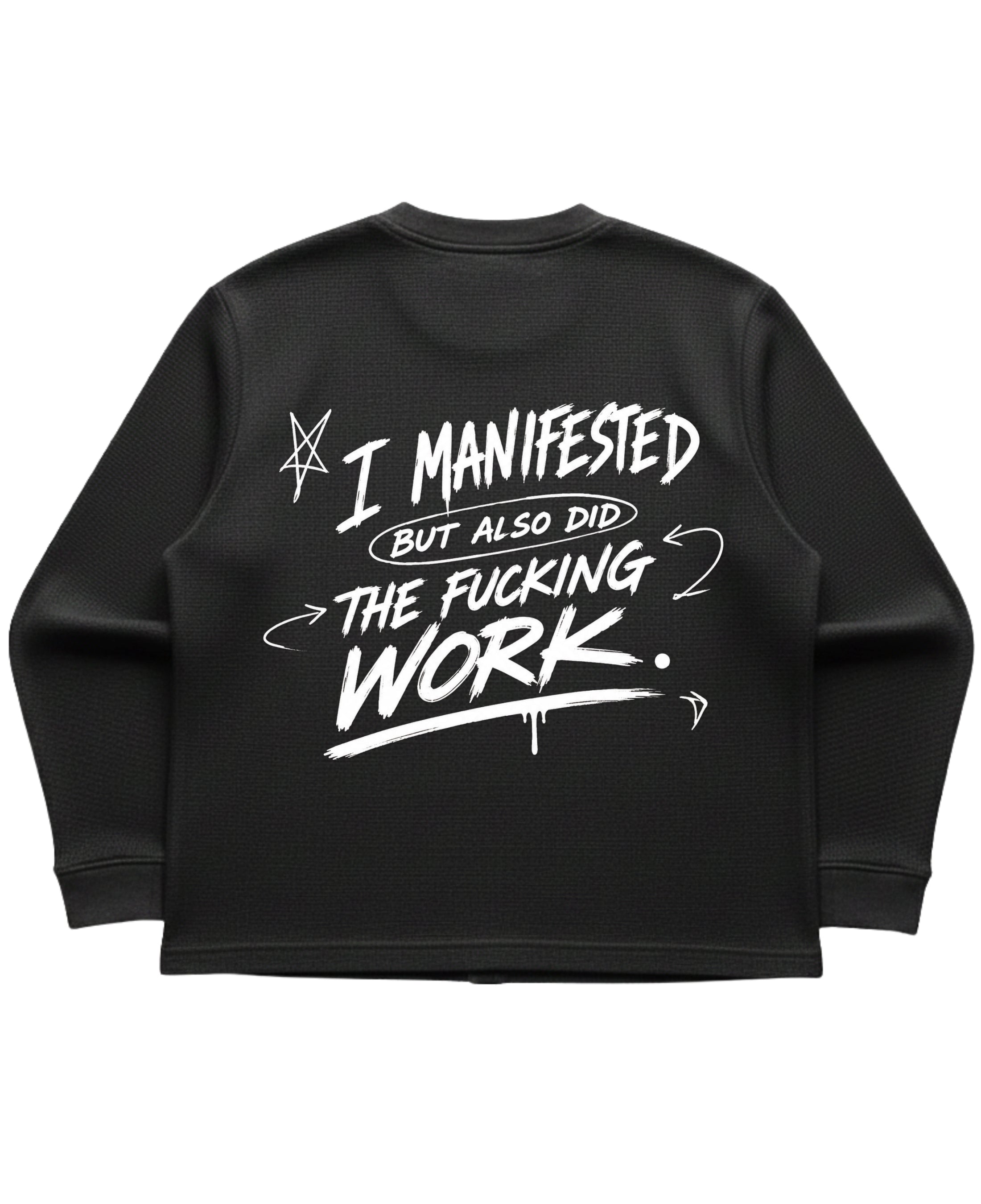 Black waffle knit oversized full-sleeve Back Design