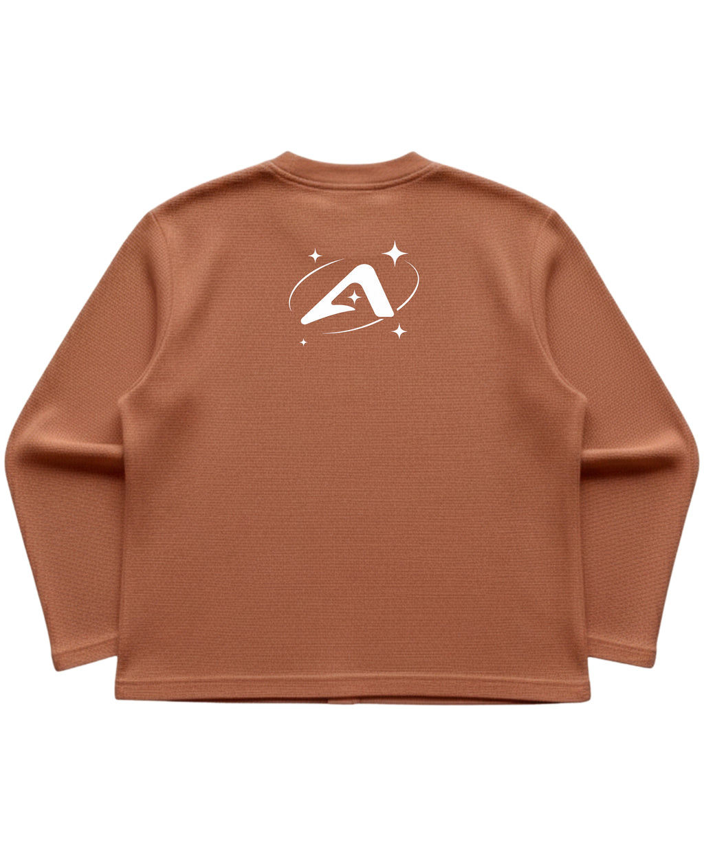 Brown waffle knit oversized full-sleeve Back Design