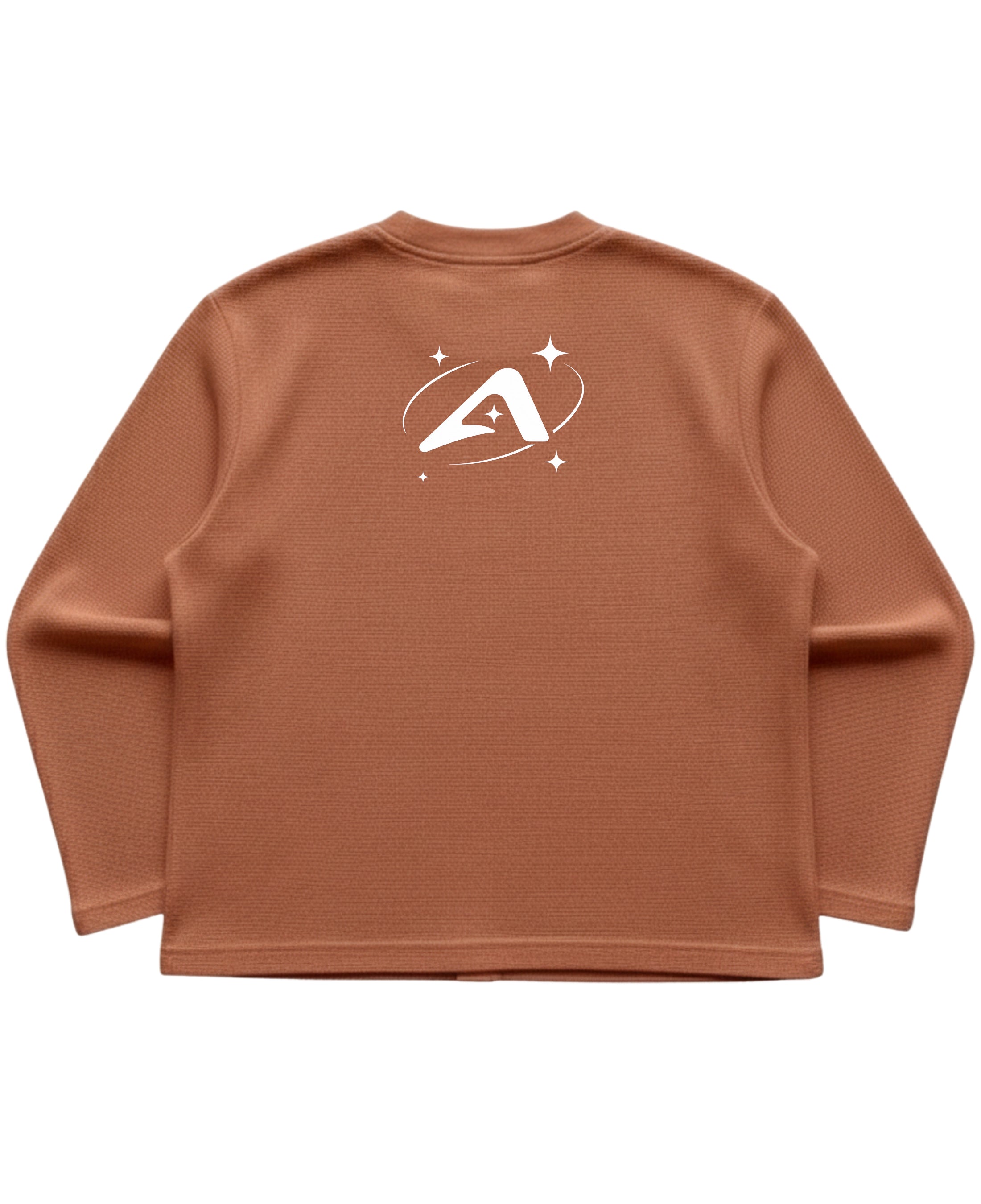 Brown waffle knit oversized full-sleeve Back Design