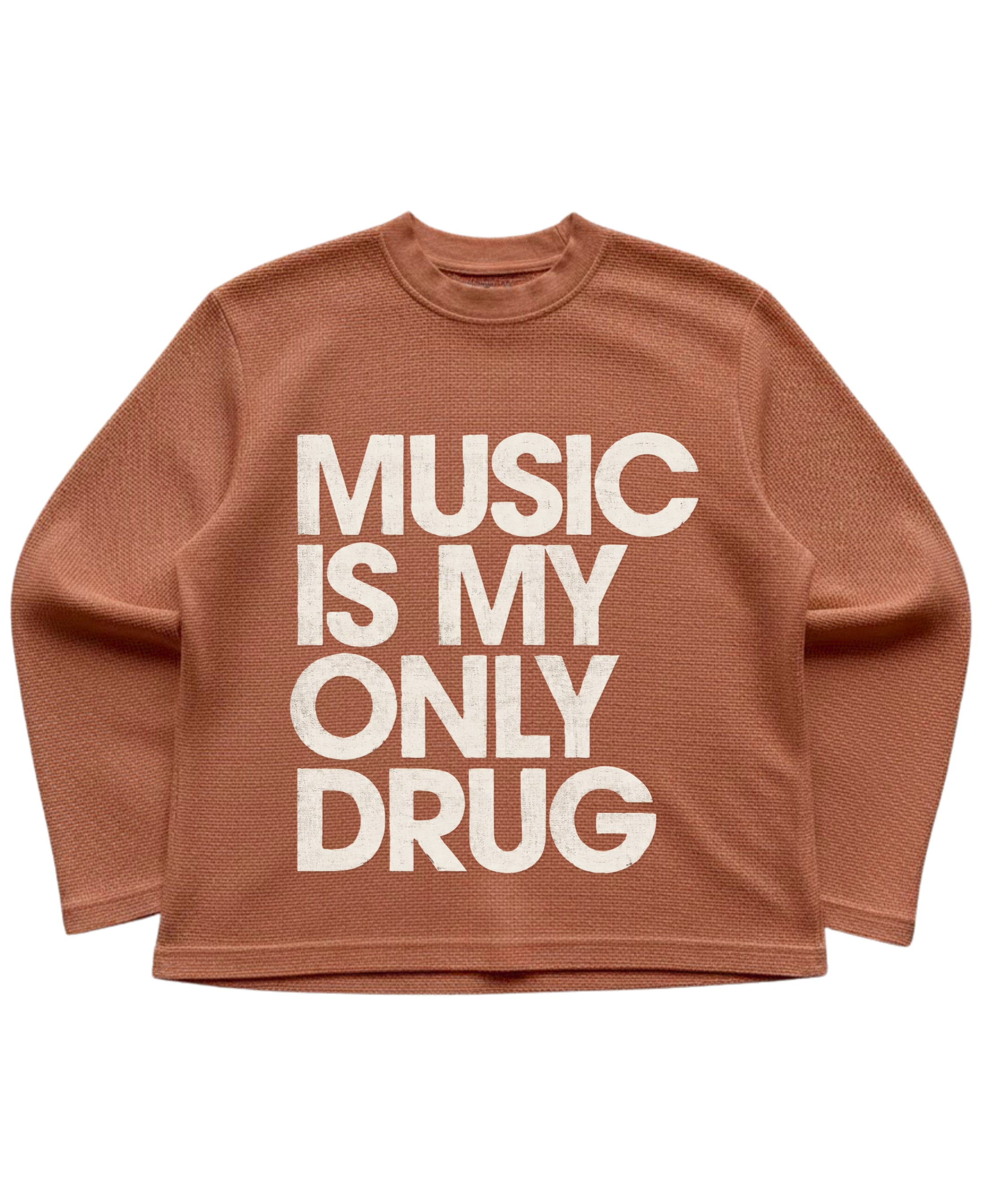 Brown waffle knit oversized full-sleeve Front Design