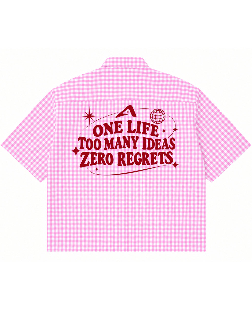 Pink Gingham Oxford Boxy Shirt Back Design