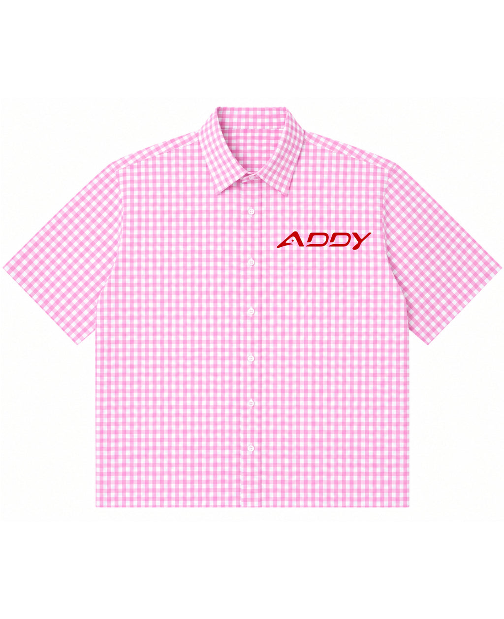 Pink Gingham Oxford Boxy Shirt Front Design