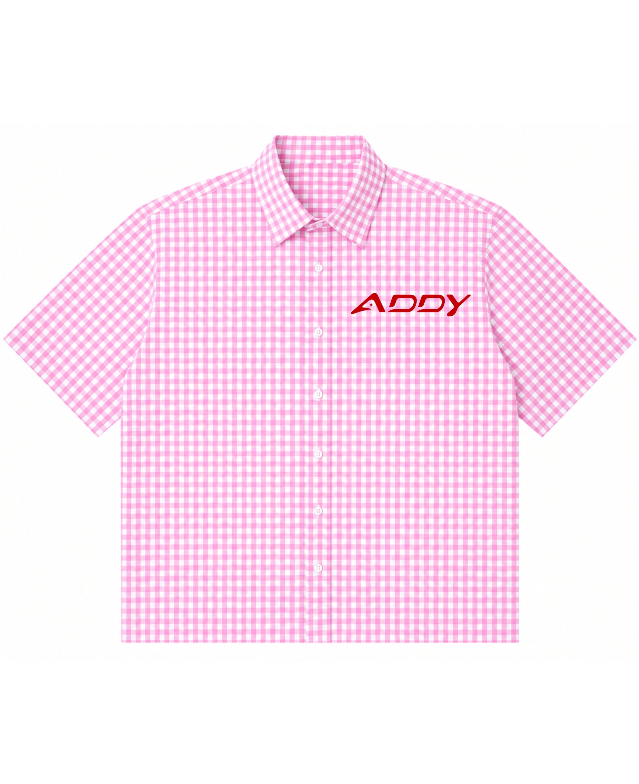 Pink Gingham Oxford Boxy Shirt Front Design