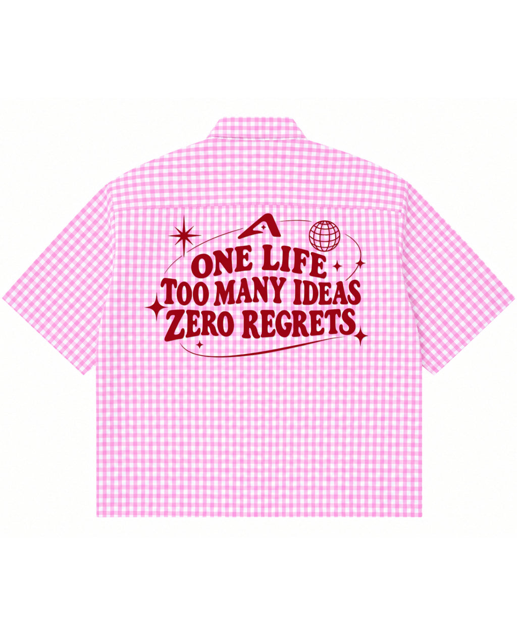 Pink Gingham Oxford Boxy Shirt Back Design