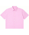 Pink Gingham Oxford Boxy Shirt Front Design
