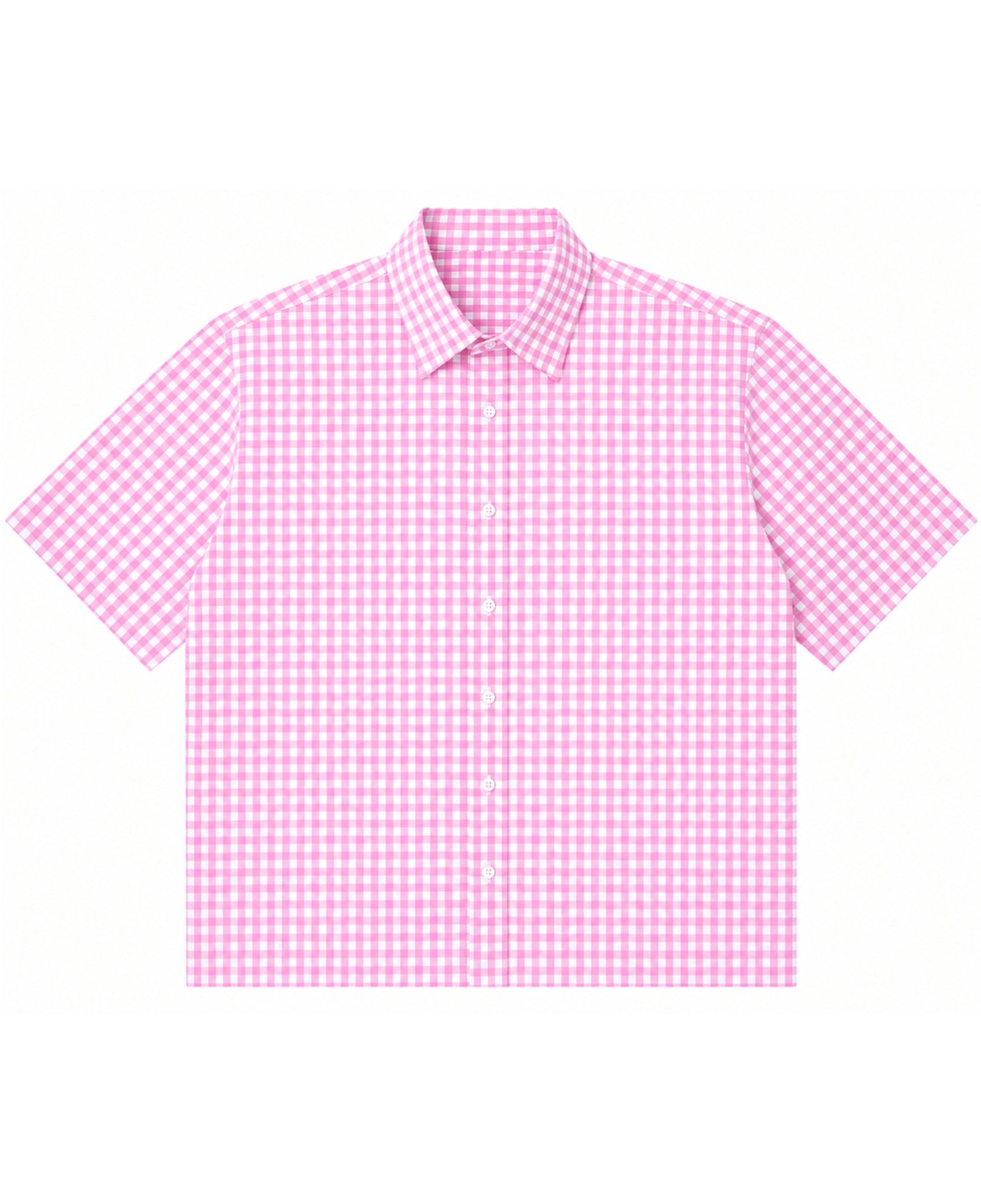 Pink Gingham Oxford Boxy Shirt Front Design