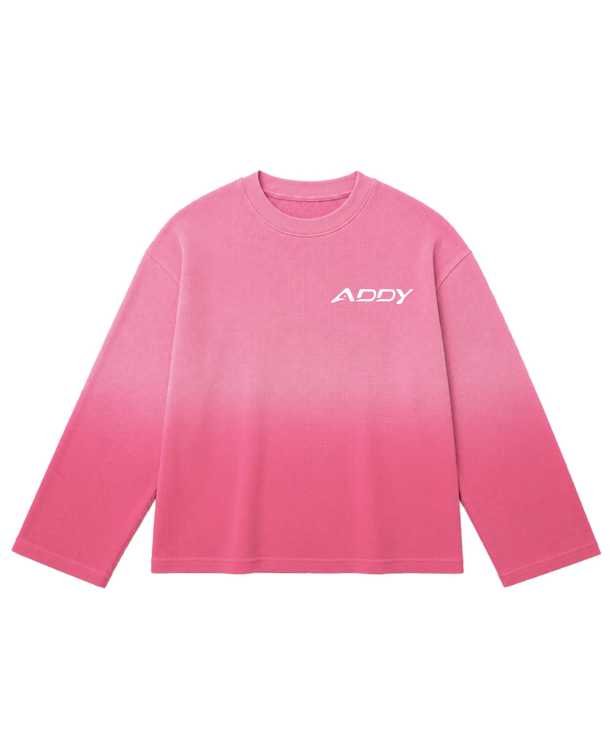 Pink Ombré Waffle Knit Oversized Full-Sleeve Front Design