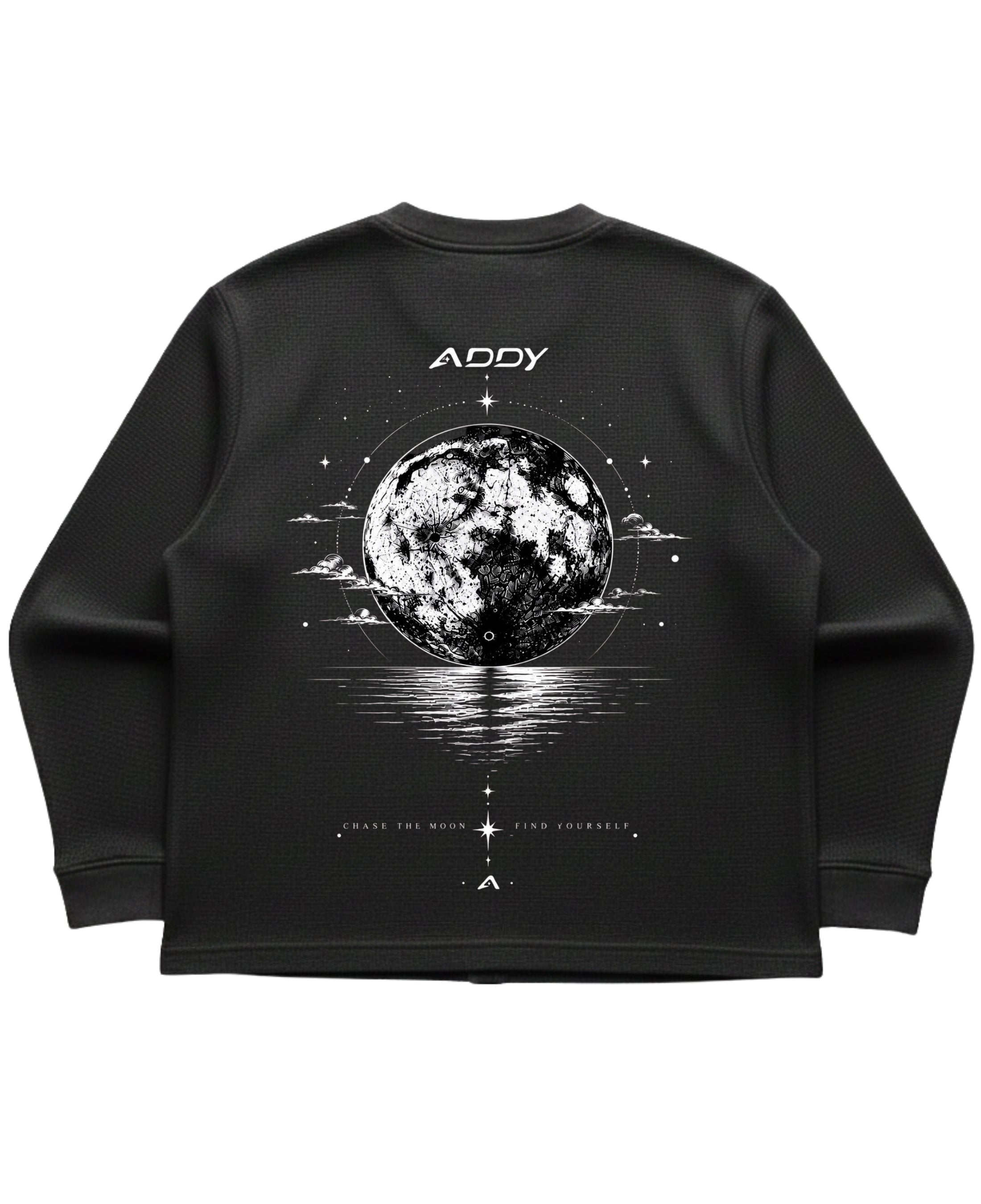 Black waffle knit oversized full-sleeve Back Design