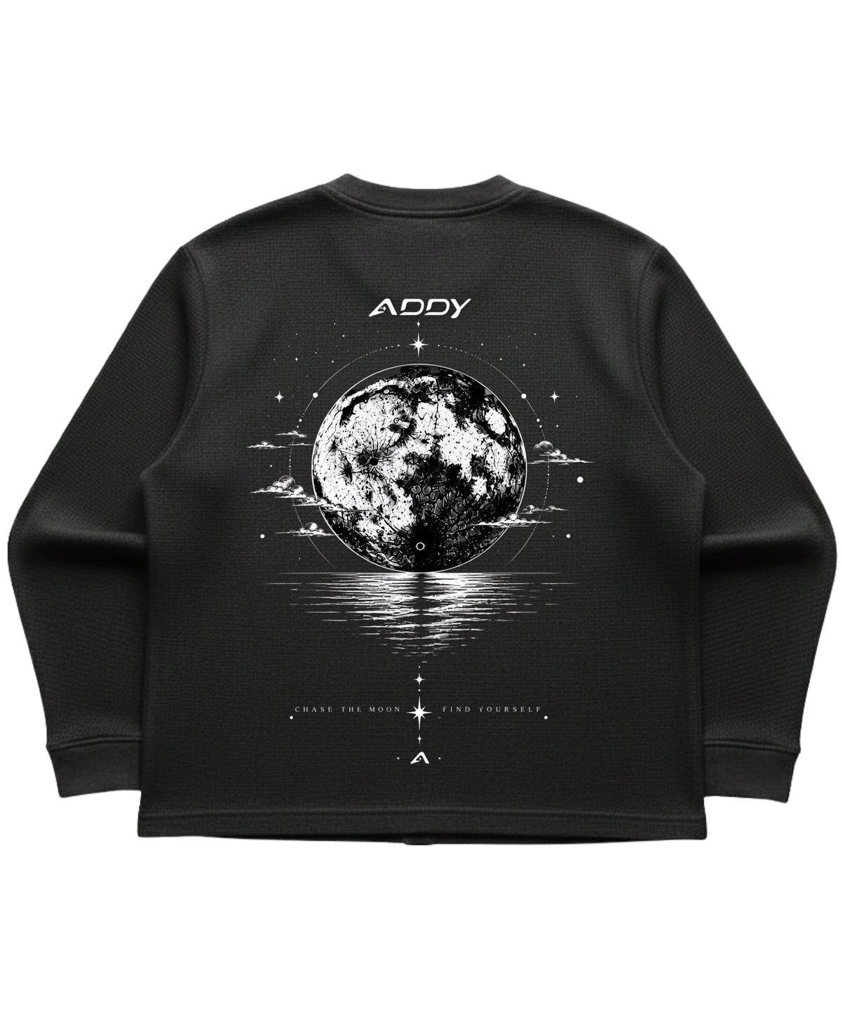 Black waffle knit oversized full-sleeve Back Design