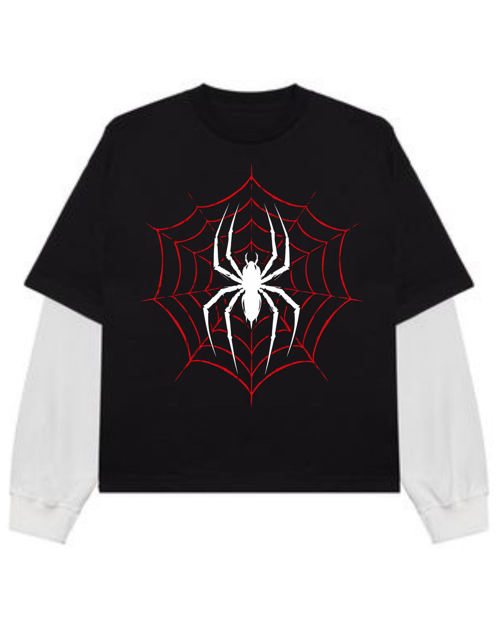 Black With White Sleeve Oversized Tee Front Design