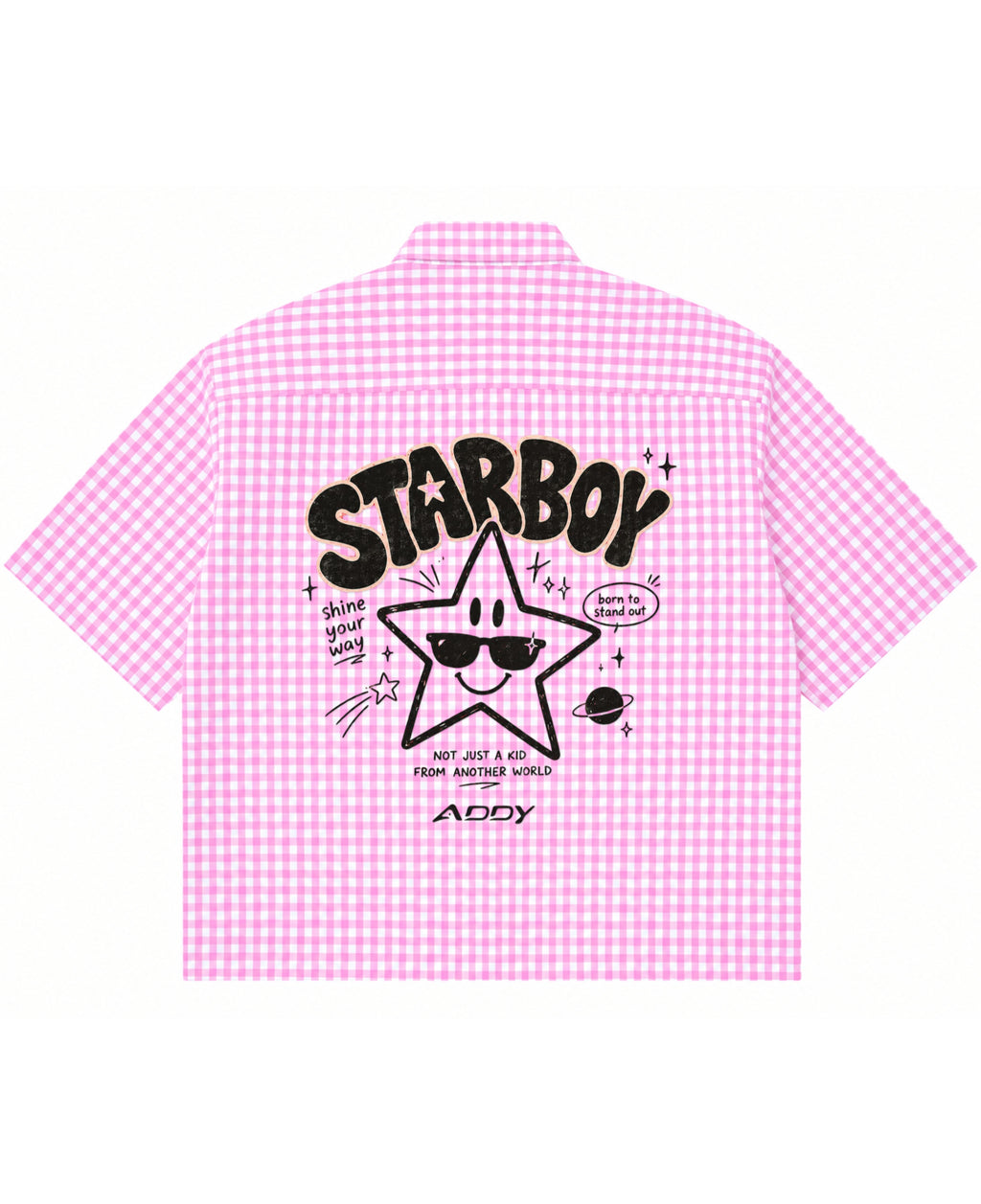 Pink Gingham Oxford Boxy Shirt Back Design