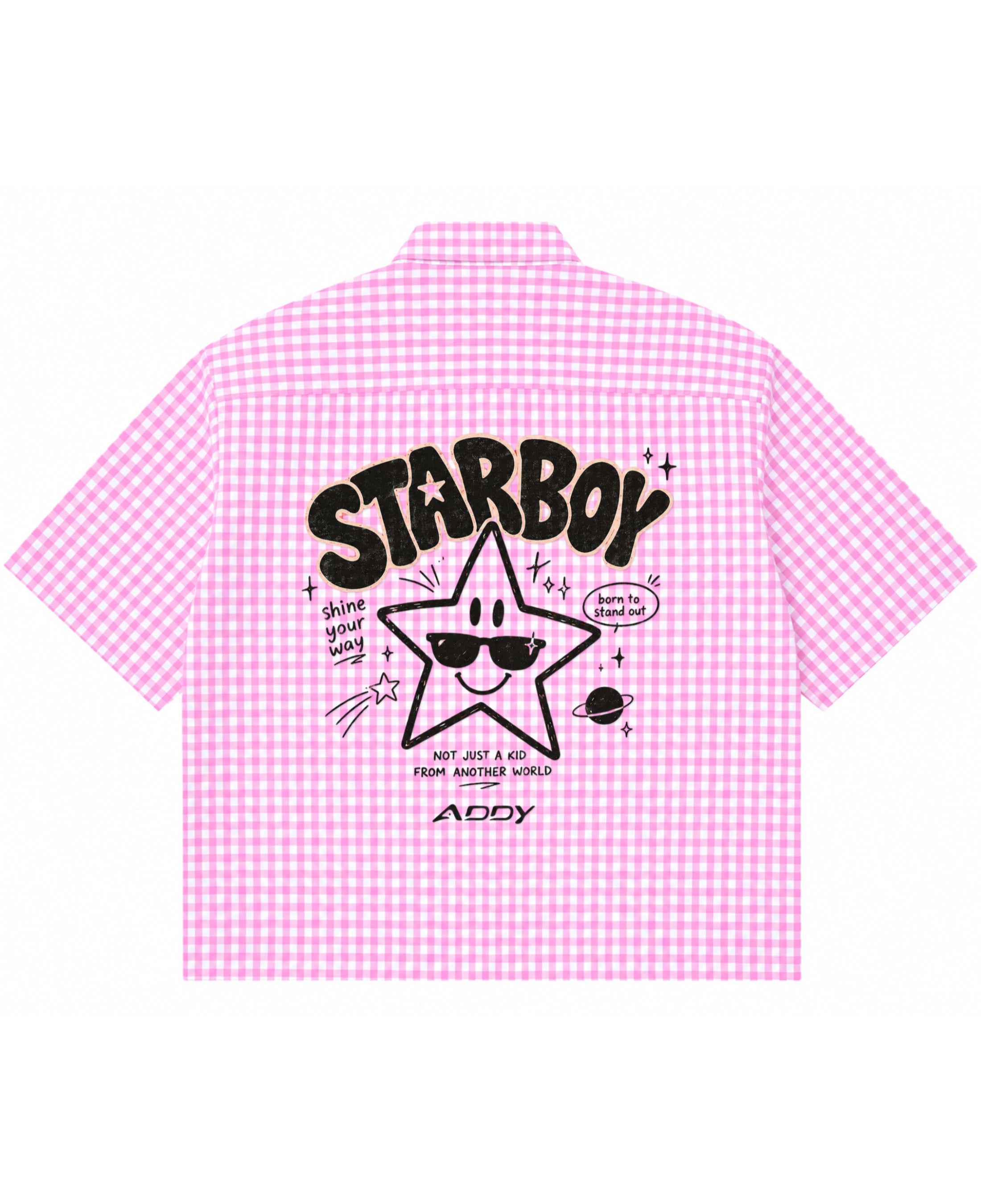 Pink Gingham Oxford Boxy Shirt Back Design