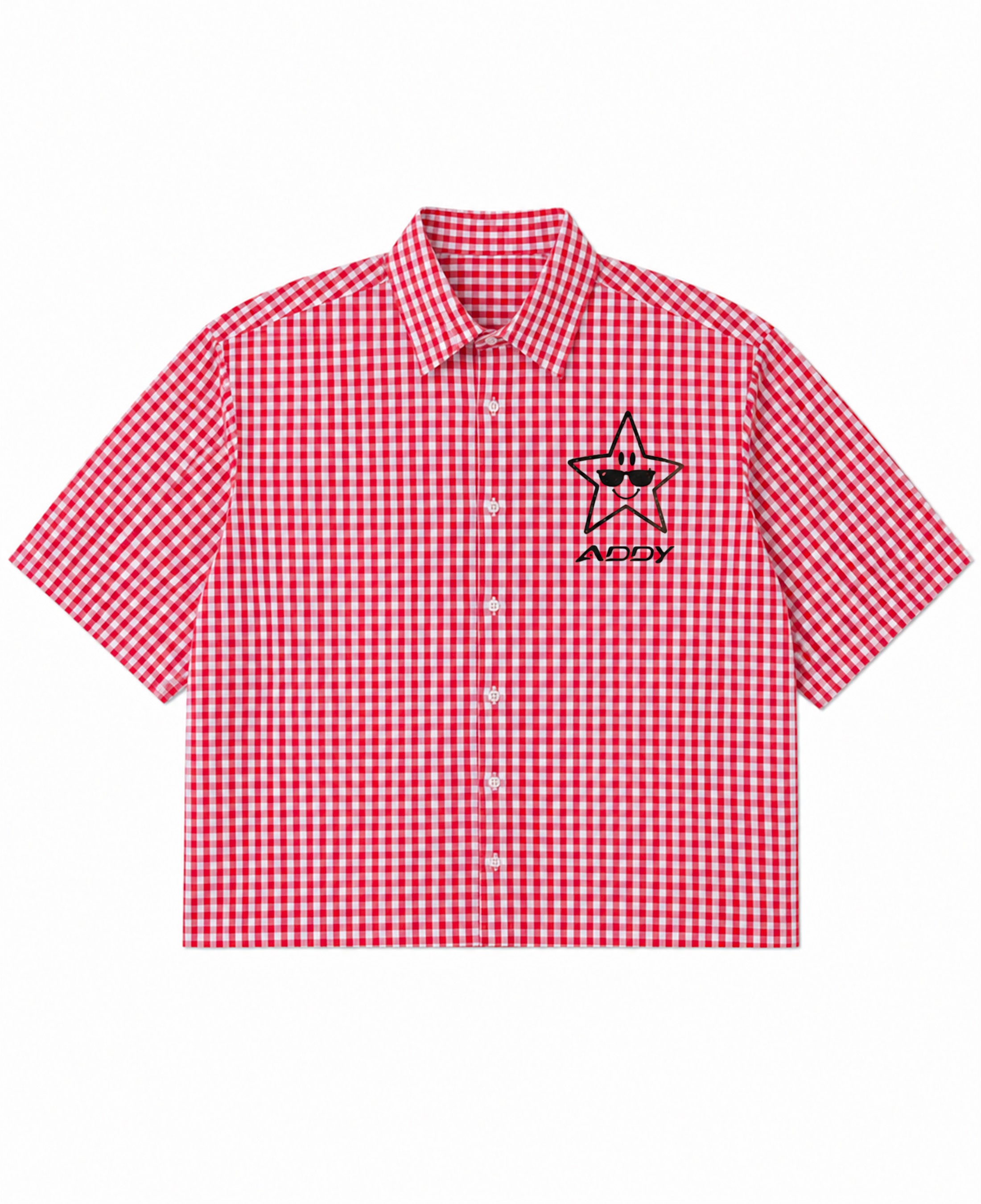 Red Picnic Oxford Boxy Shirt Front Design